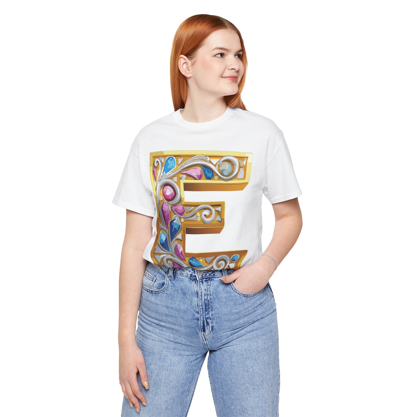Letter Shirt, Shirt with Letters, Tee Shirt with Gold Letter, Shirt with Antique Letters