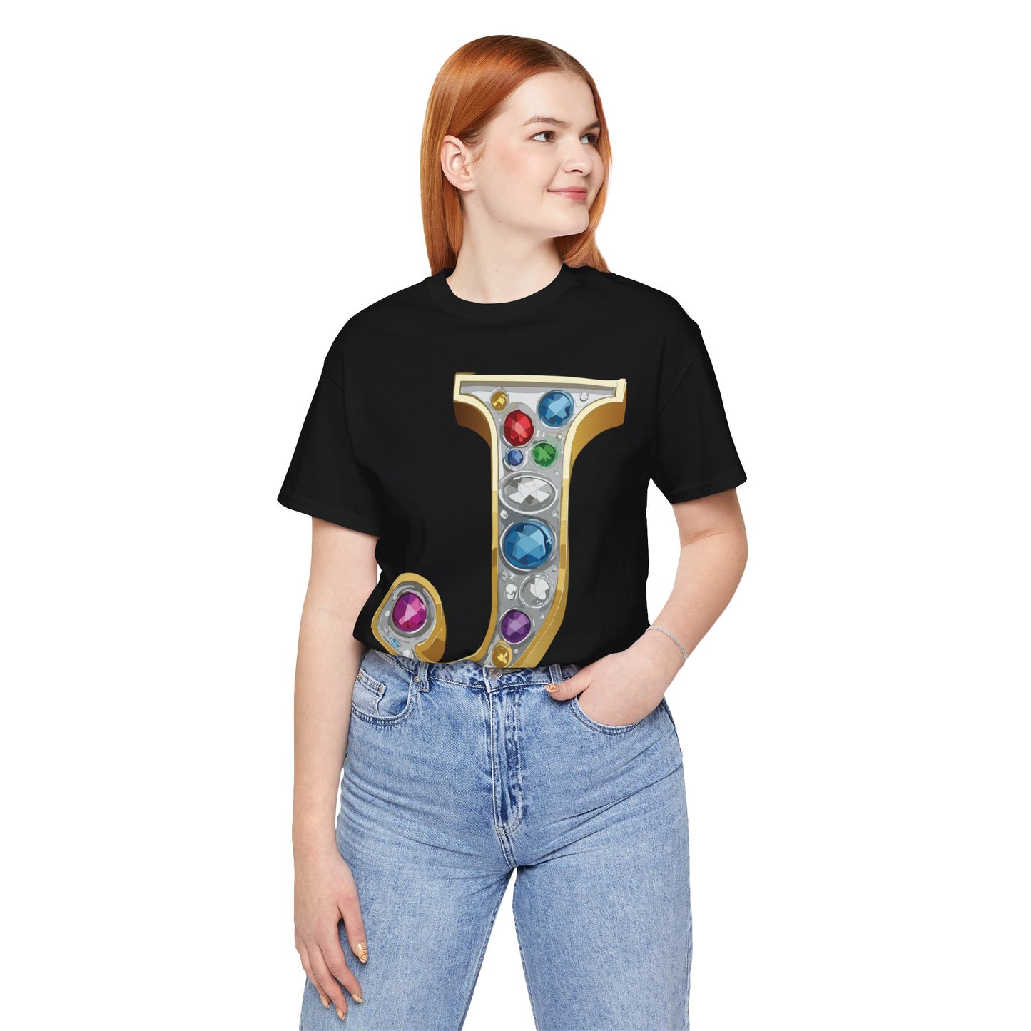Letter Shirt, Shirt with Letters, Tee Shirt with Gold Letter, Shirt with Antique Letters