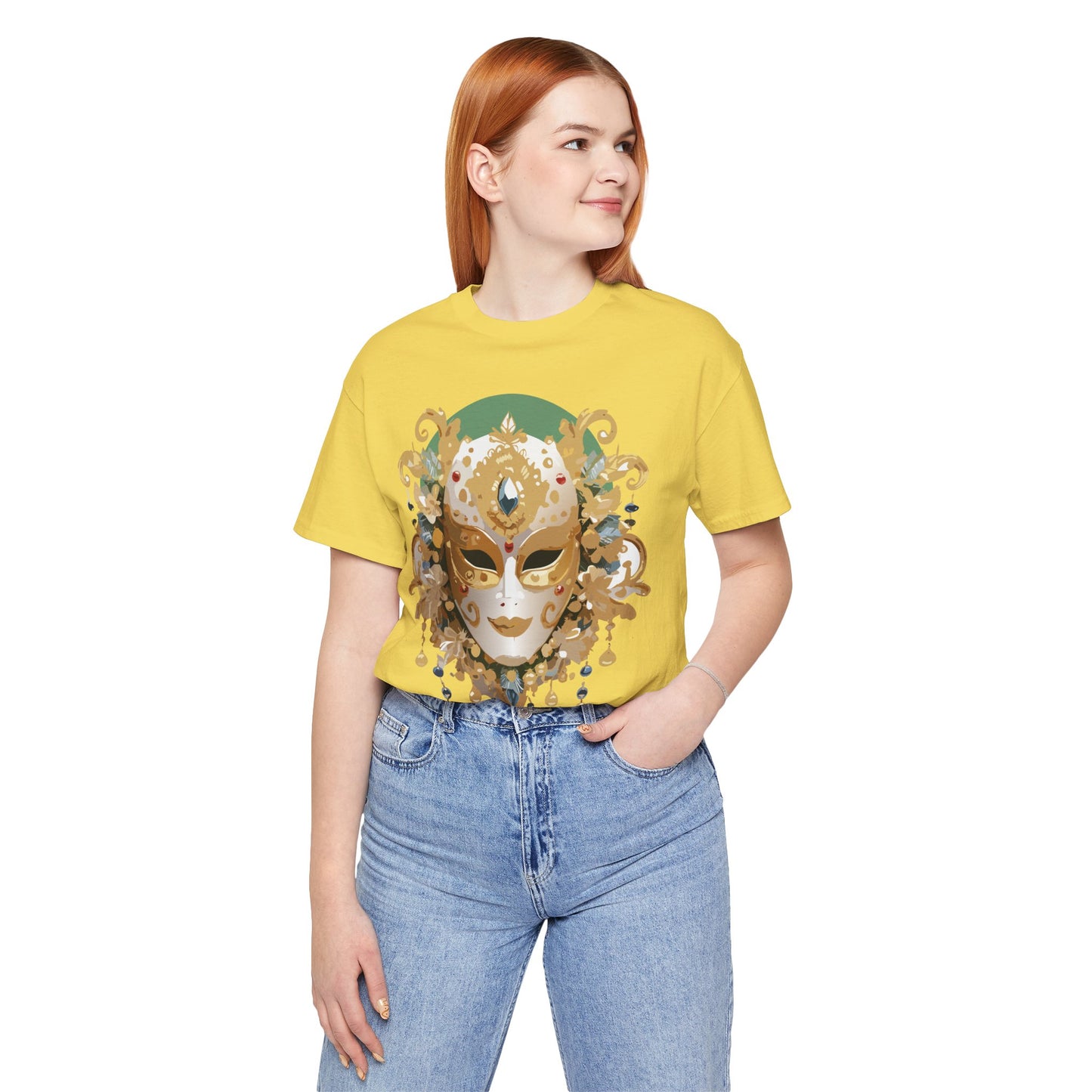 Mask Shirt, Shirt with Mask, Tee Shirt with Gold Face