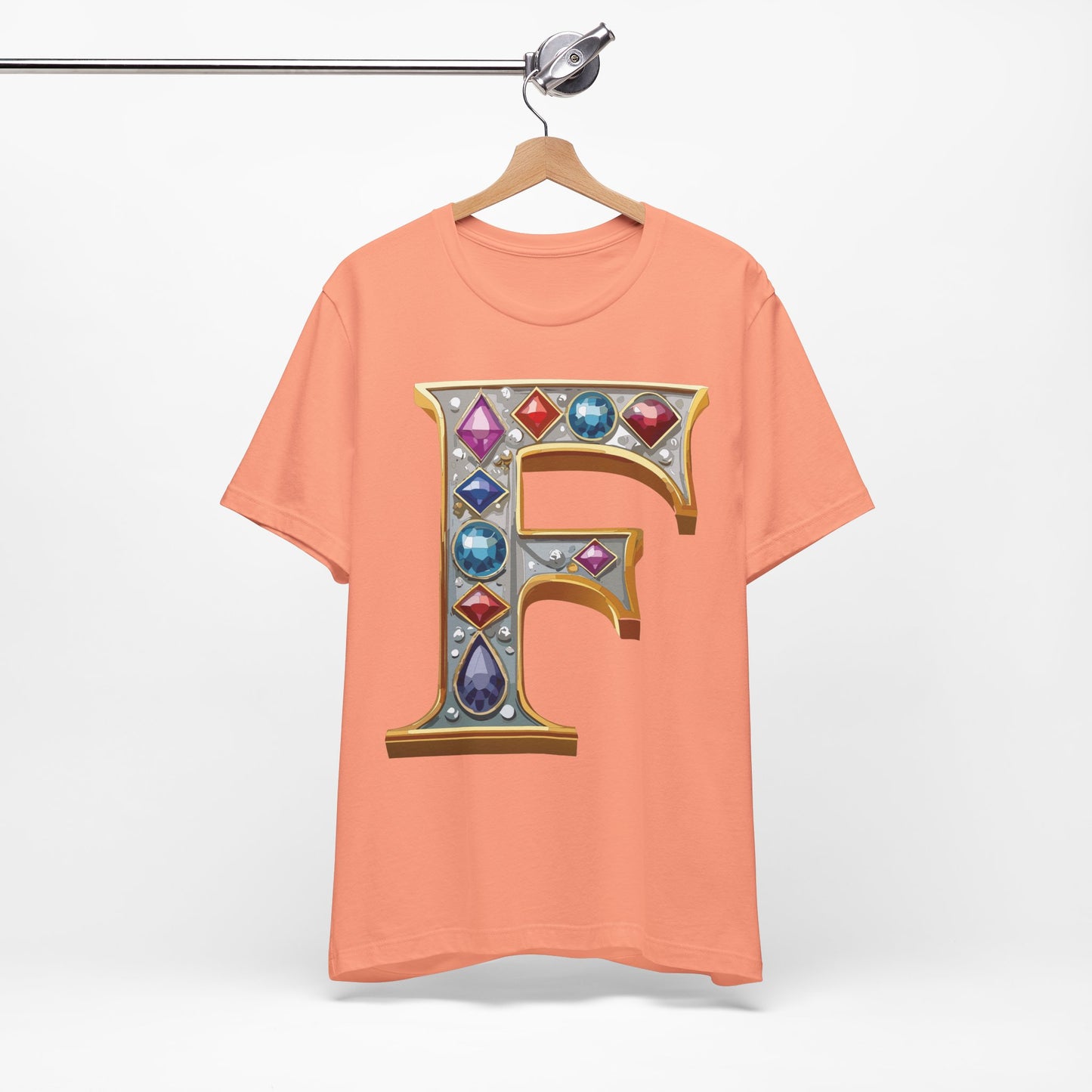 Letter Shirt, Shirt with Letters, Tee Shirt with Gold Letter, Shirt with Antique Letters