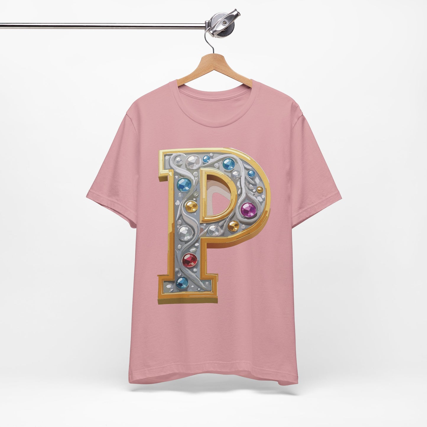 Letter Shirt, Shirt with Letters, Tee Shirt with Gold Letter, Shirt with Antique Letters