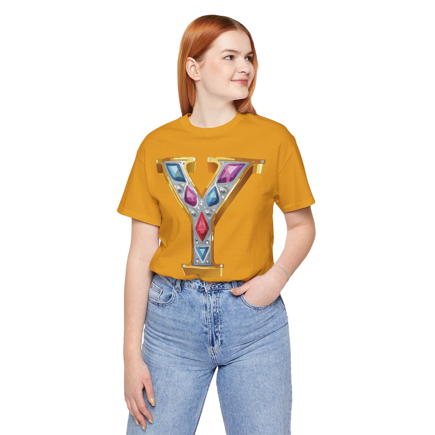 Letter Shirt, Shirt with Letters, Tee Shirt with Gold Letter, Shirt with Antique Letters