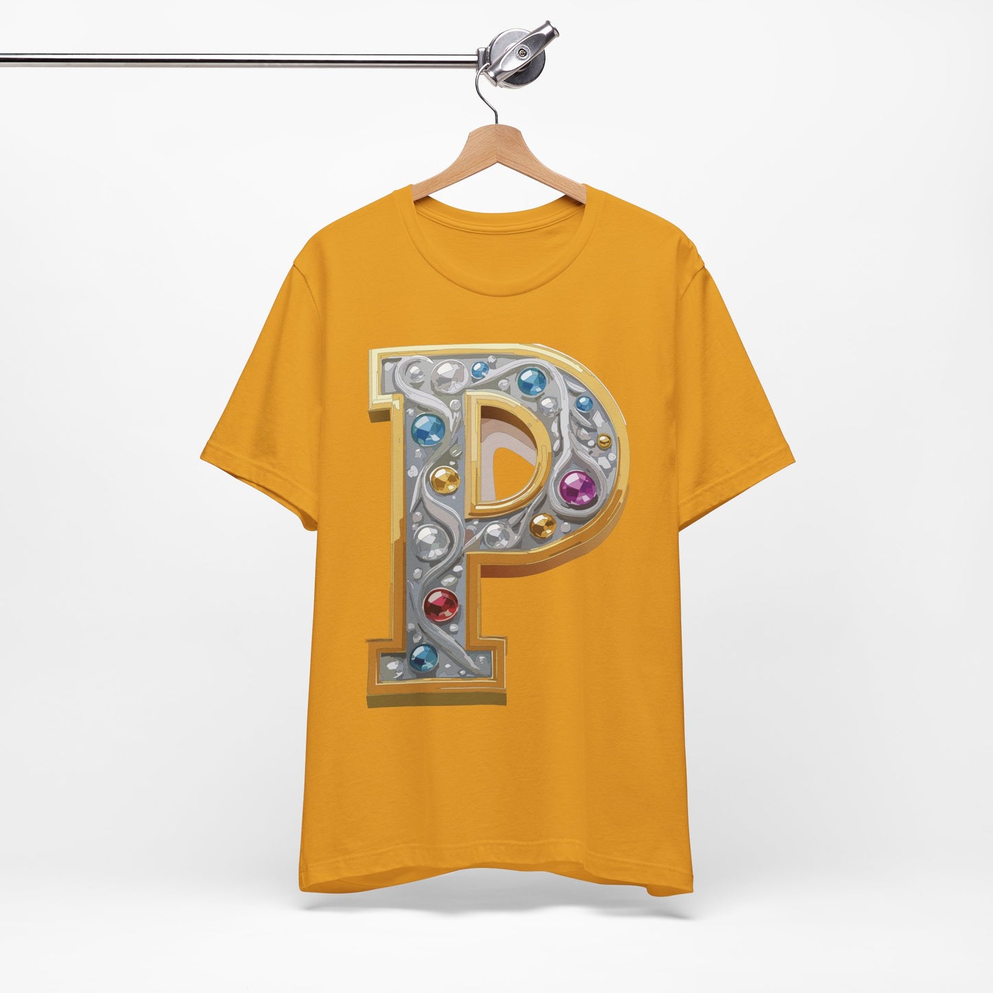 Letter Shirt, Shirt with Letters, Tee Shirt with Gold Letter, Shirt with Antique Letters
