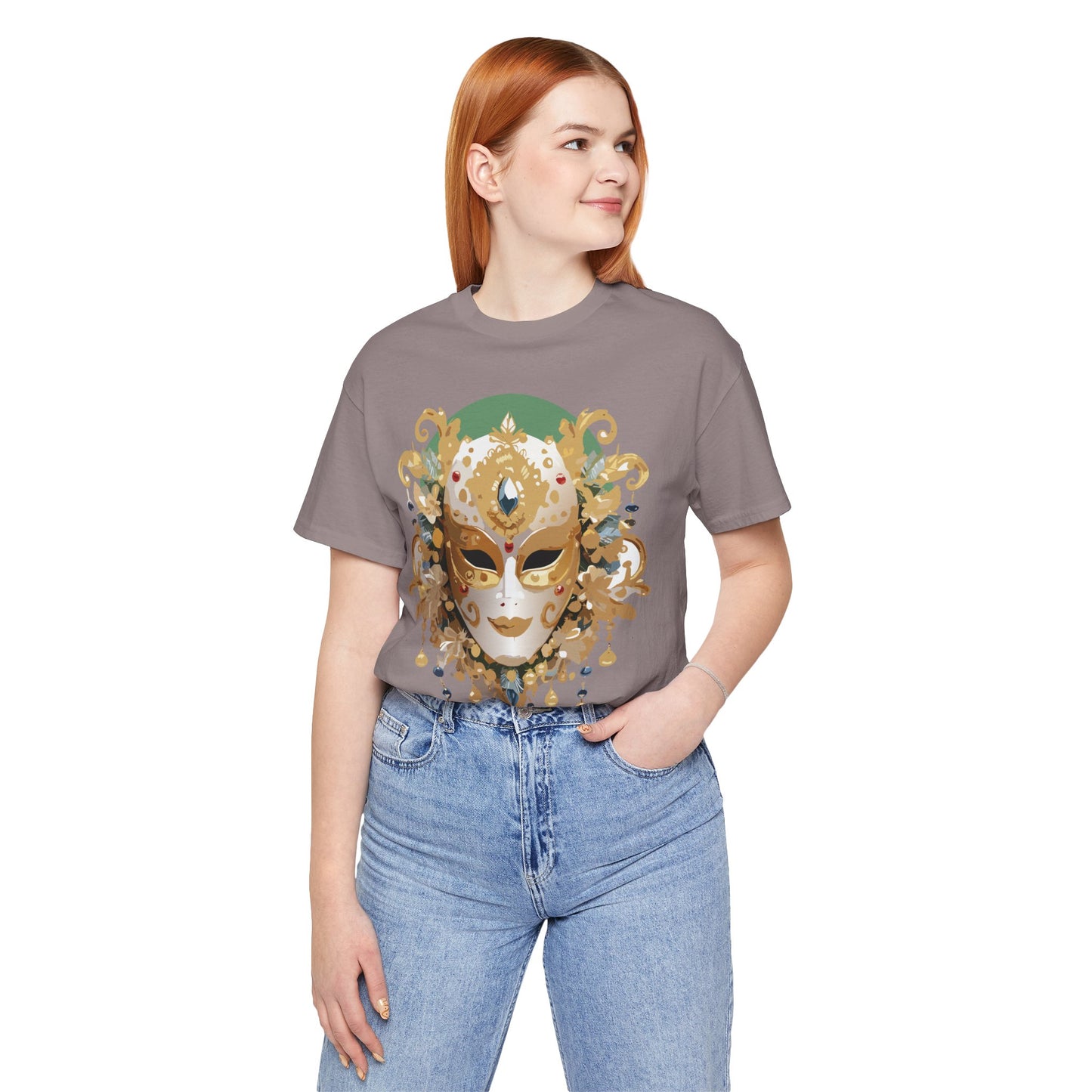 Mask Shirt, Shirt with Mask, Tee Shirt with Gold Face