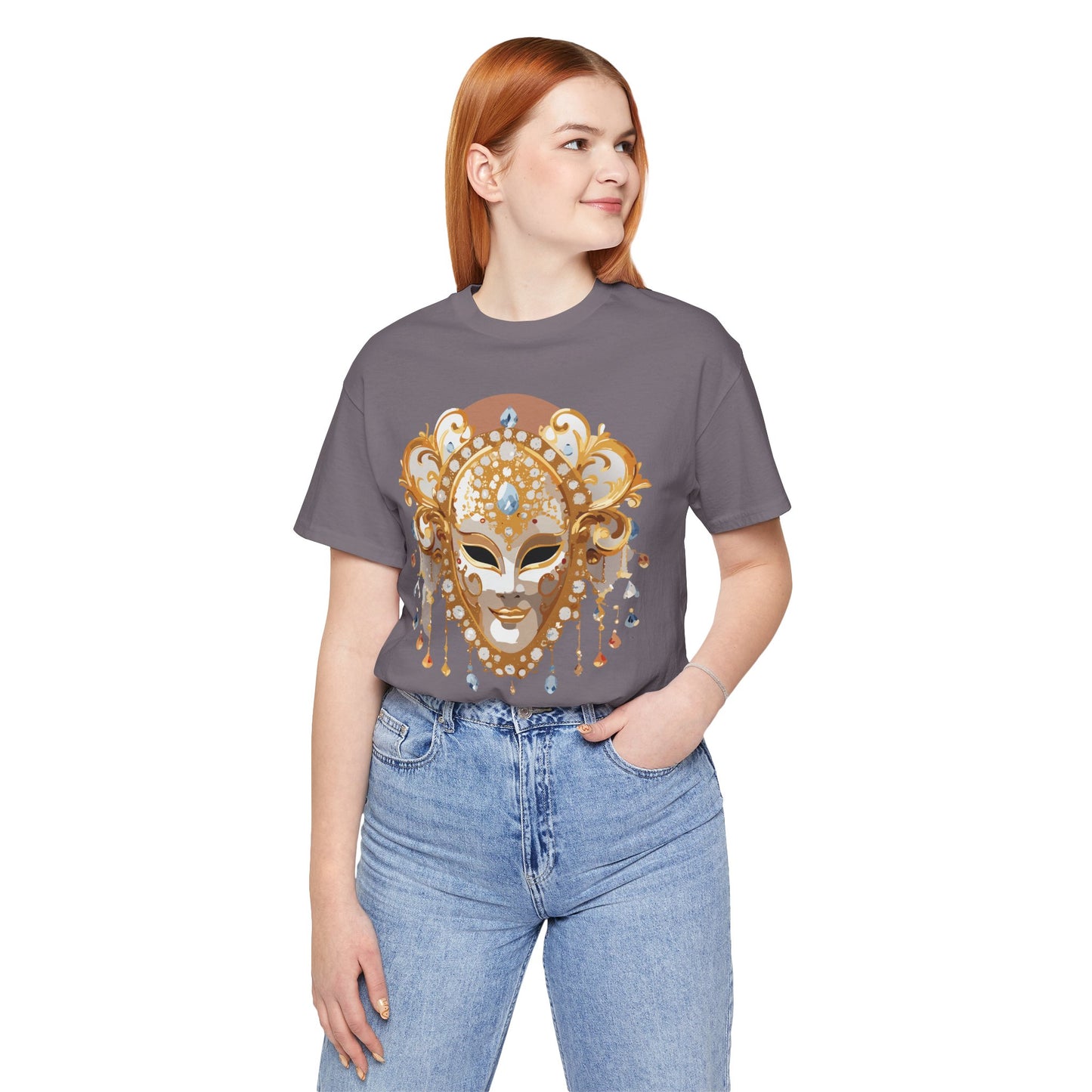 Mask Shirt, Shirt with Mask, Tee Shirt with Gold Face