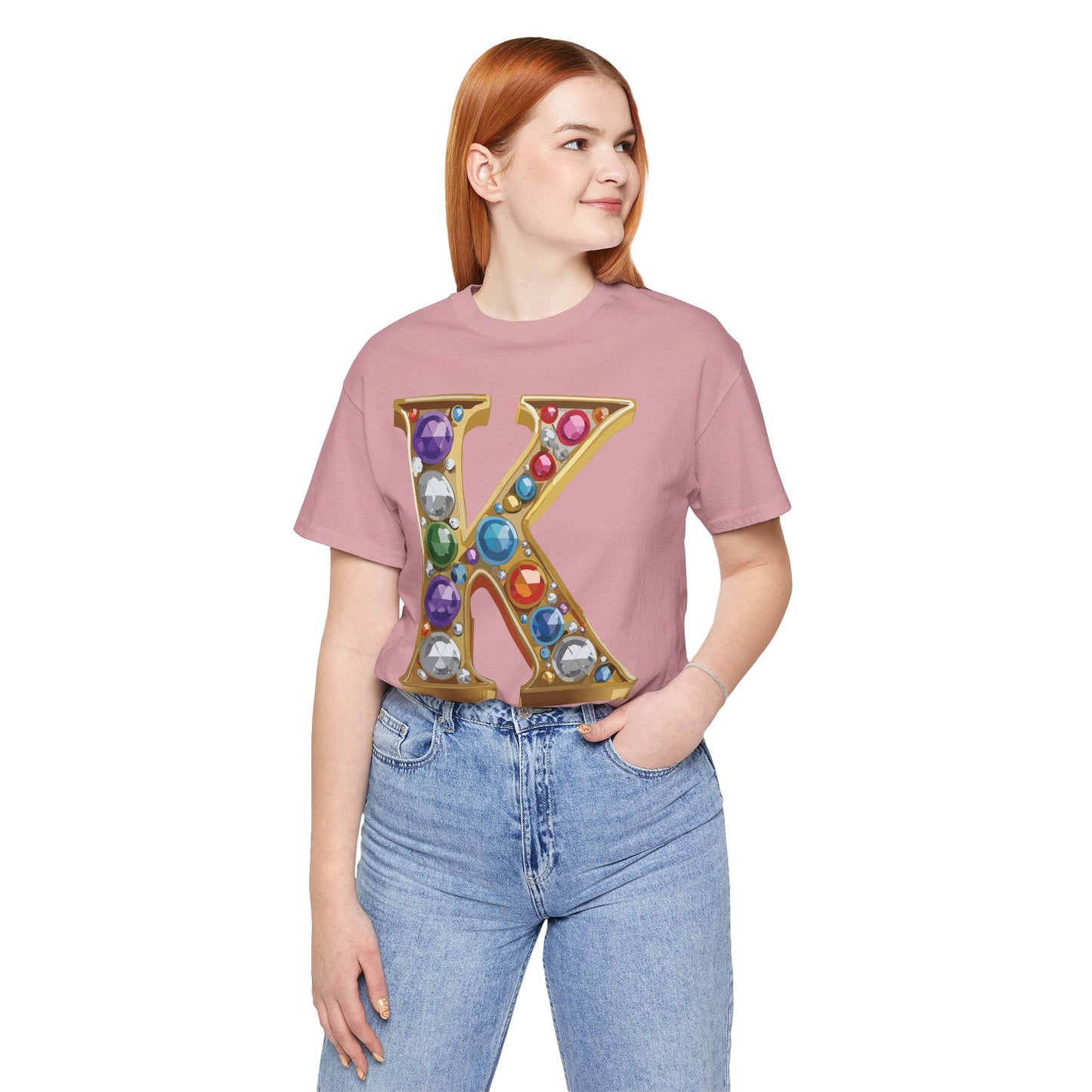 Letter Shirt, Shirt with Letters, Tee Shirt with Gold Letter, Shirt with Antique Letters