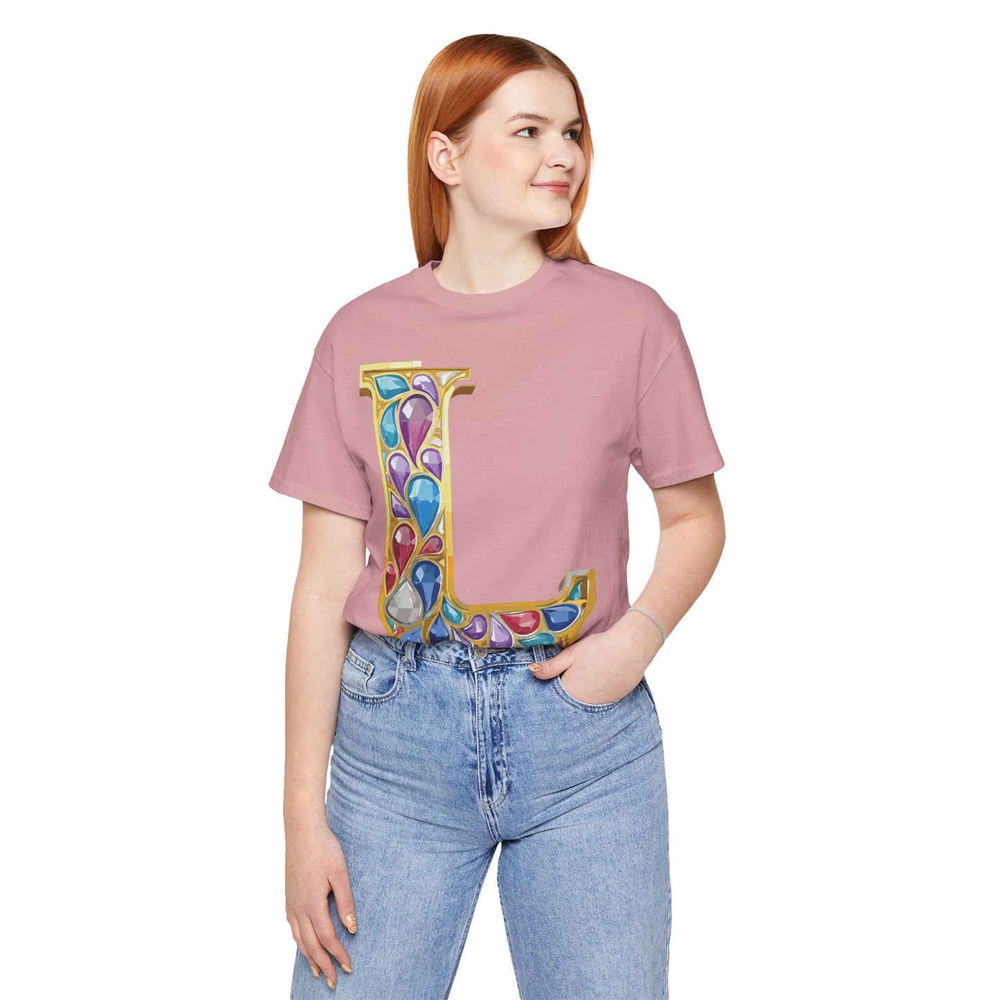 Letter Shirt, Shirt with Letters, Tee Shirt with Gold Letter, Shirt with Antique Letters