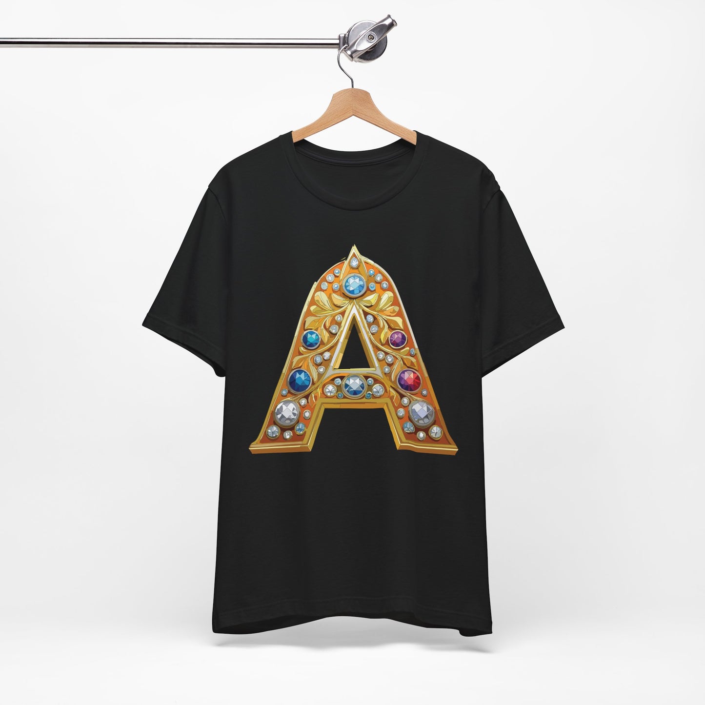 Letter Shirt, Shirt with Letters, Tee Shirt with Gold Letter, Shirt with Antique Letters