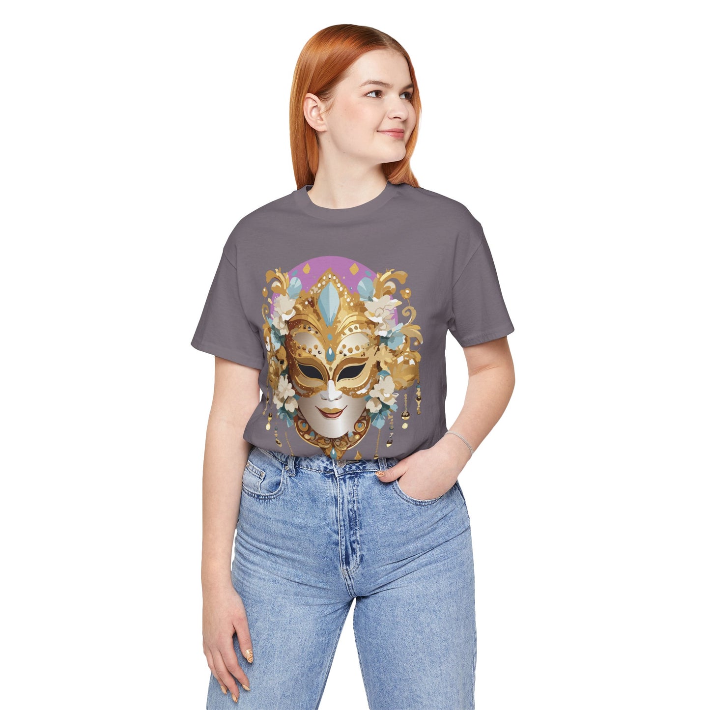 Mask Shirt, Shirt with Mask, Tee Shirt with Gold Face