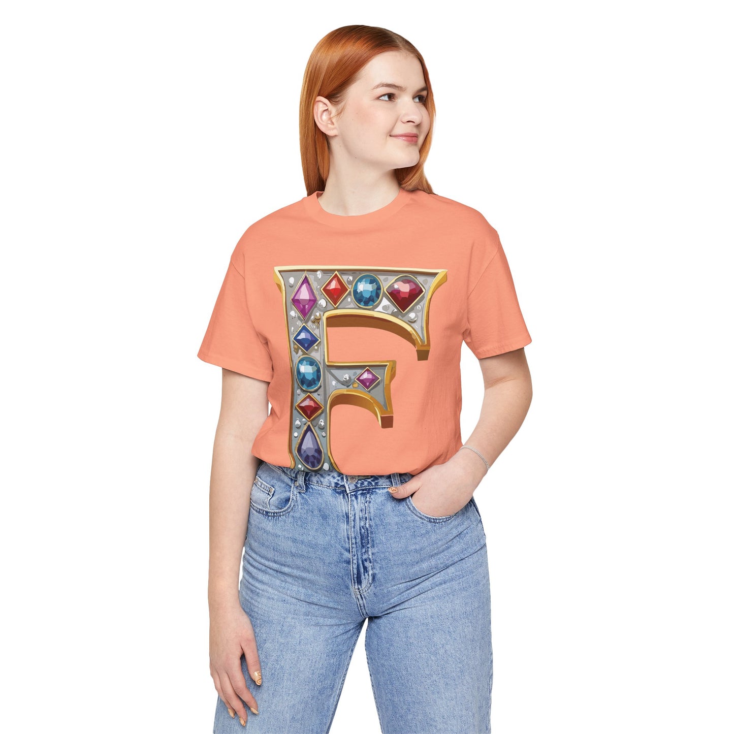 Letter Shirt, Shirt with Letters, Tee Shirt with Gold Letter, Shirt with Antique Letters