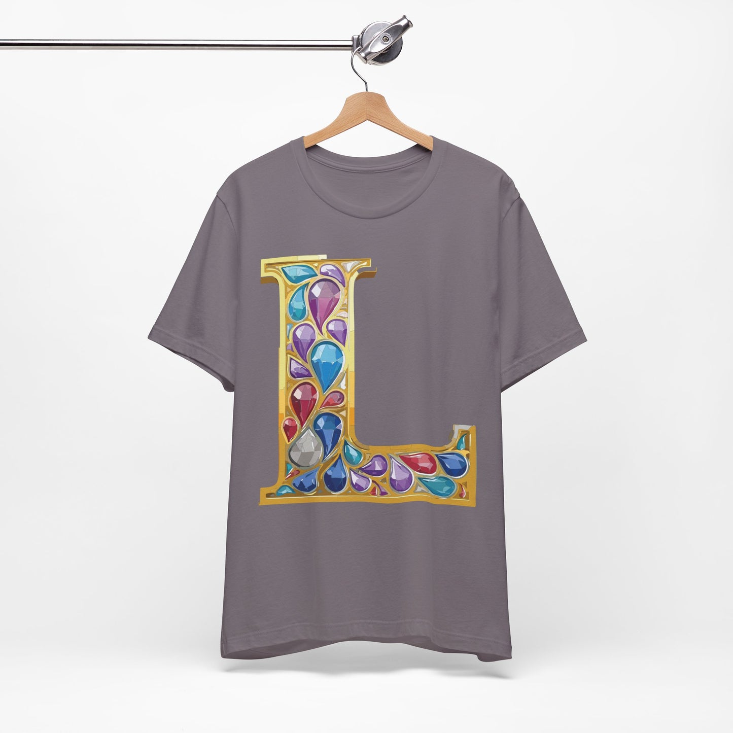 Letter Shirt, Shirt with Letters, Tee Shirt with Gold Letter, Shirt with Antique Letters