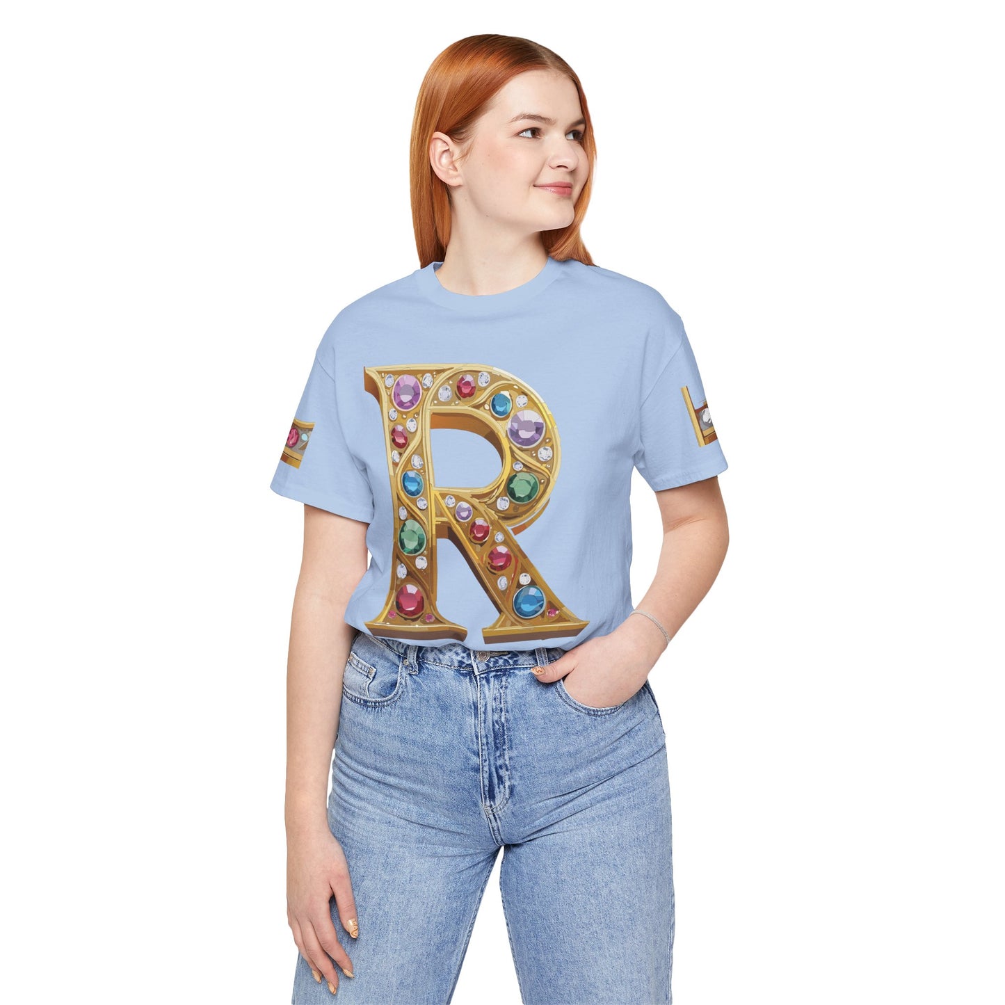 Letter Shirt, Shirt with Letters, Tee Shirt with Gold Letter, Shirt with Antique Letters