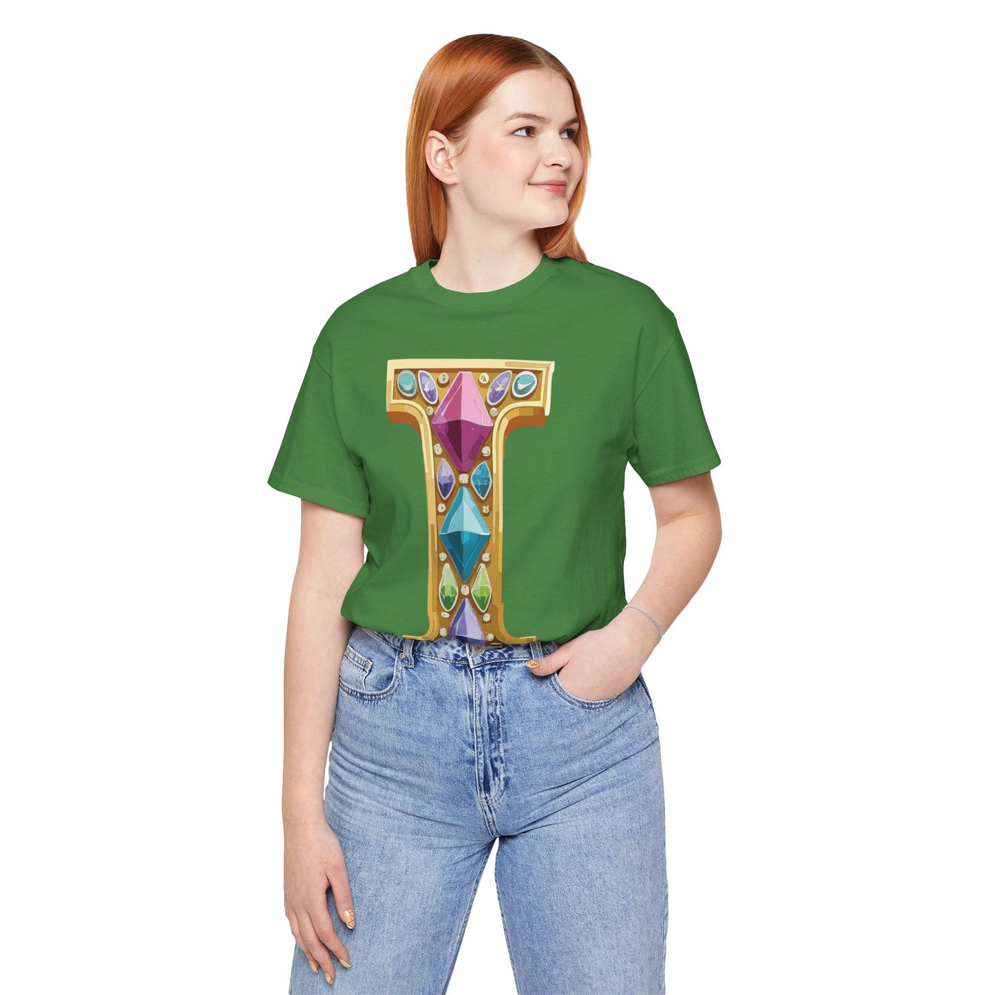 Letter Shirt, Shirt with Letters, Tee Shirt with Gold Letter, Shirt with Antique Letters