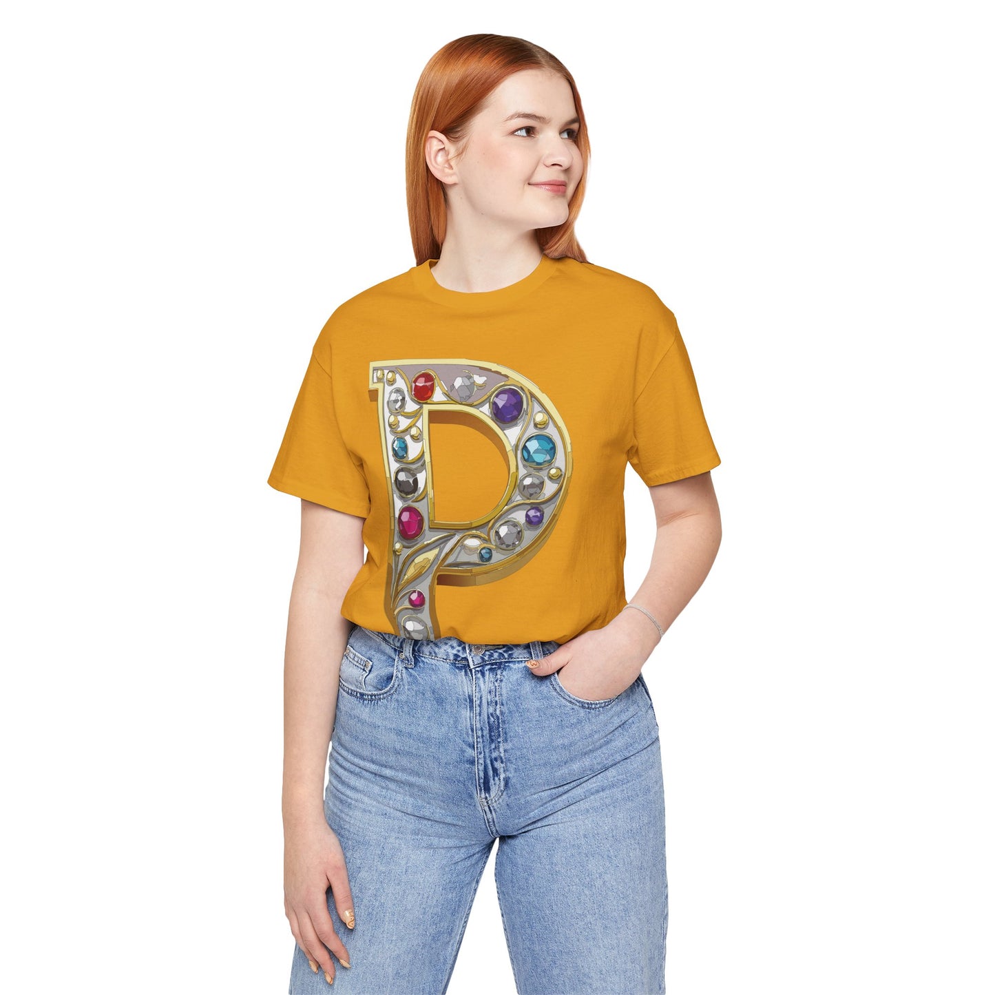 Letter Shirt, Shirt with Letters, Tee Shirt with Gold Letter, Shirt with Antique Letters