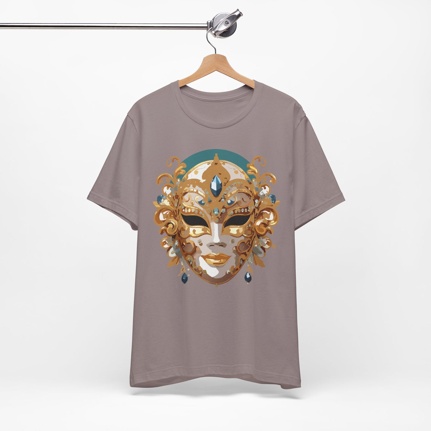 Mask Shirt, Shirt with Mask, Tee Shirt with Gold Face