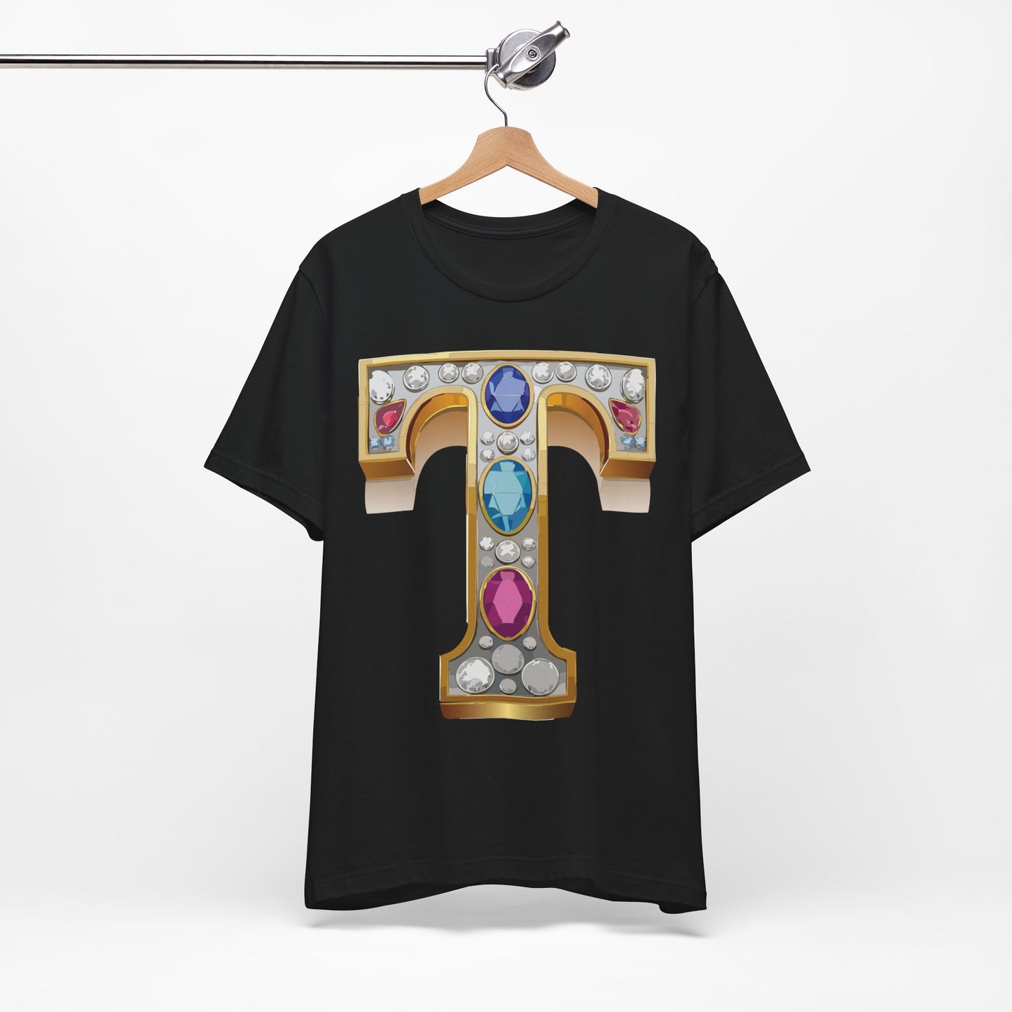Letter Shirt, Shirt with Letters, Tee Shirt with Gold Letter, Shirt with Antique Letters