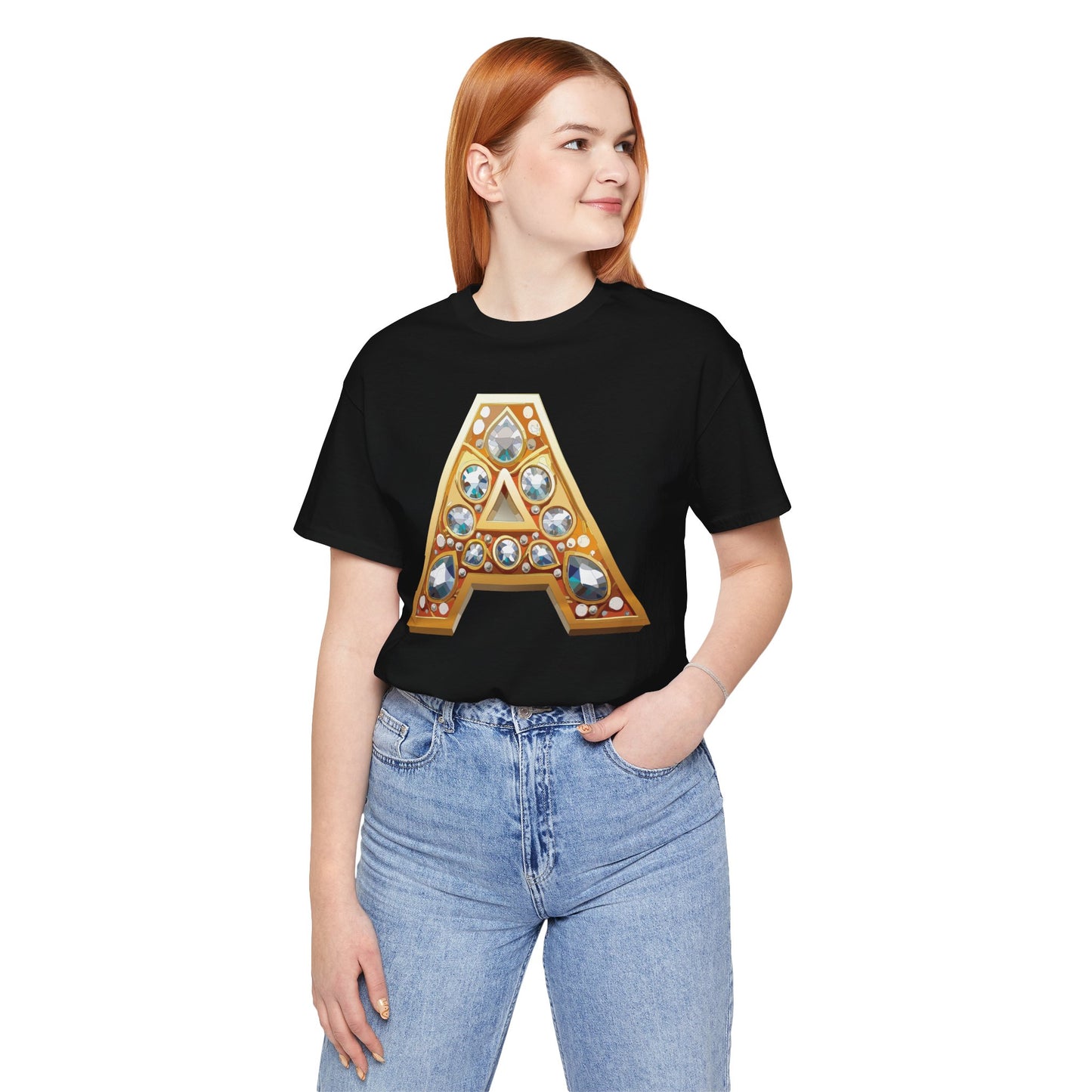 Letter Shirt, Shirt with Letters, Tee Shirt with Gold Letter, Shirt with Antique Letters