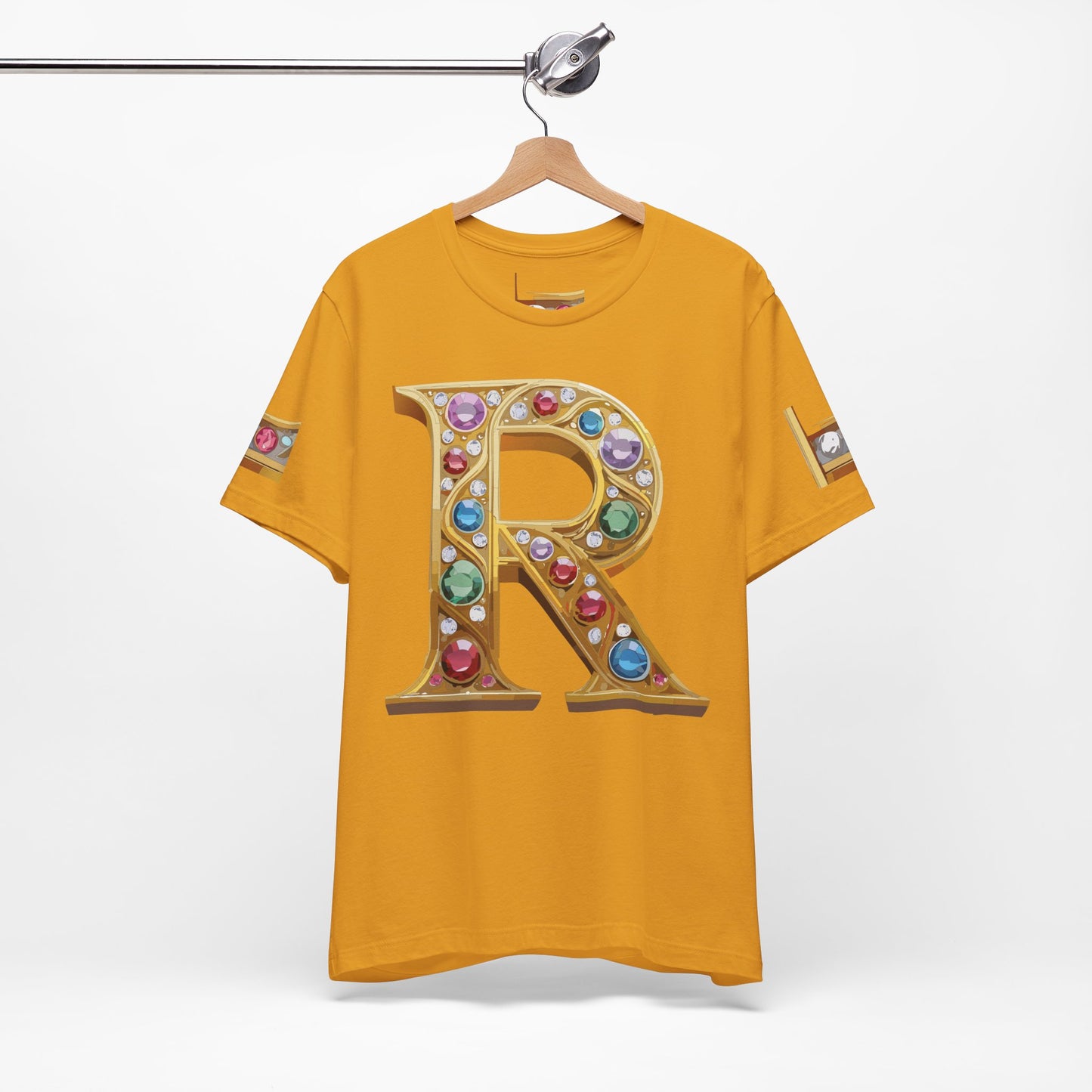 Letter Shirt, Shirt with Letters, Tee Shirt with Gold Letter, Shirt with Antique Letters