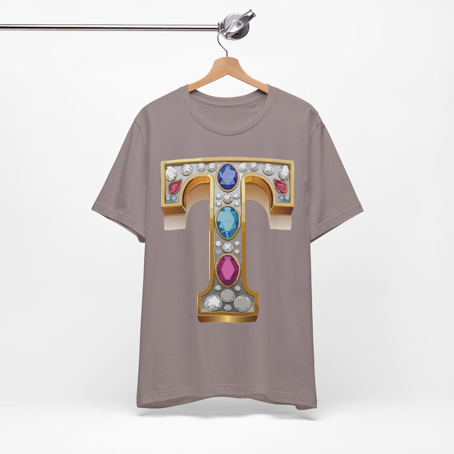 Letter Shirt, Shirt with Letters, Tee Shirt with Gold Letter, Shirt with Antique Letters
