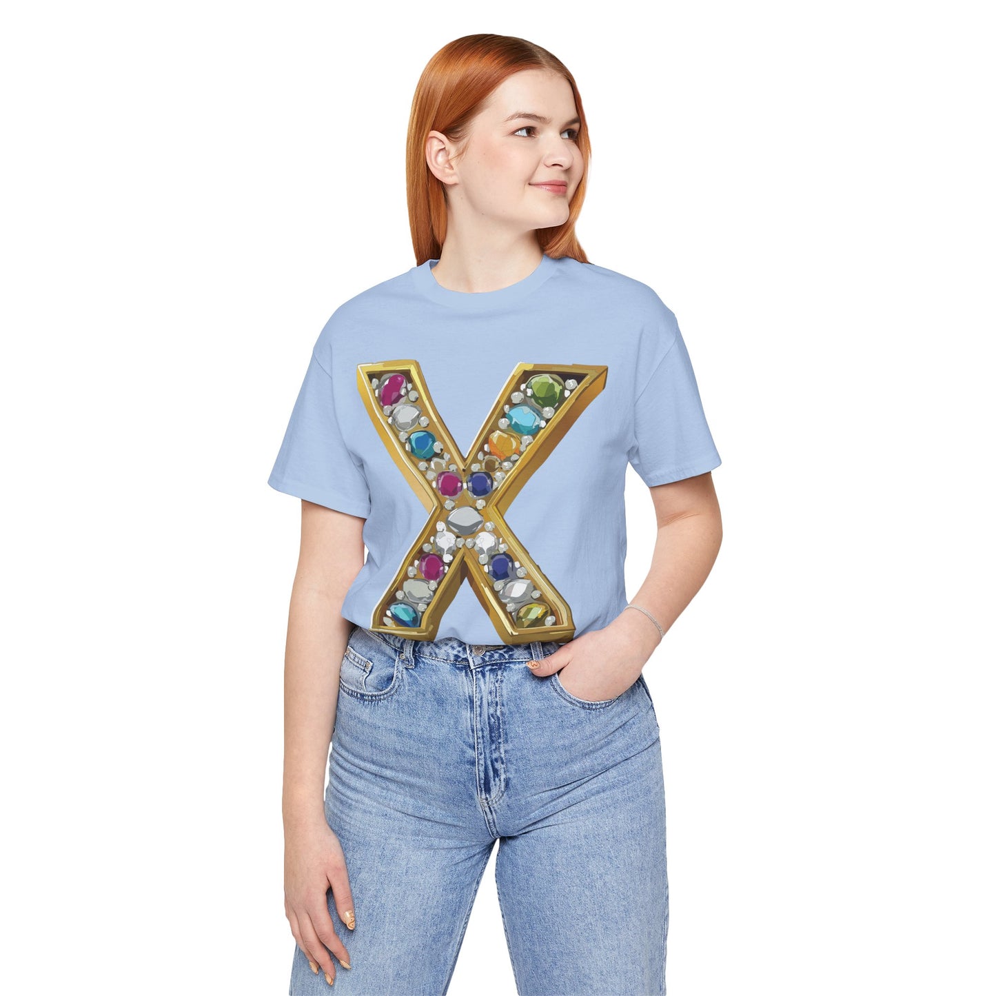 Letter Shirt, Shirt with Letters, Tee Shirt with Gold Letter, Shirt with Antique Letters