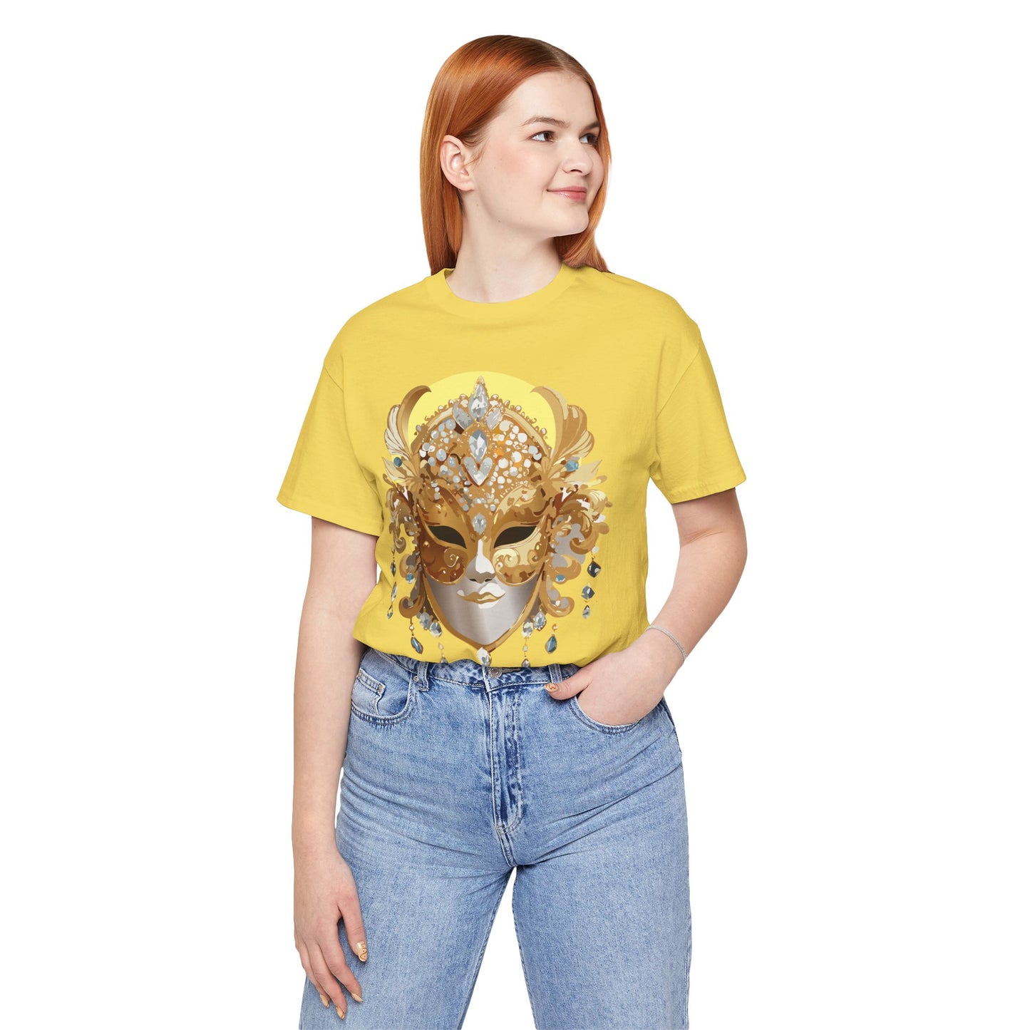 Mask Shirt, Shirt with Mask, Tee Shirt with Gold Face