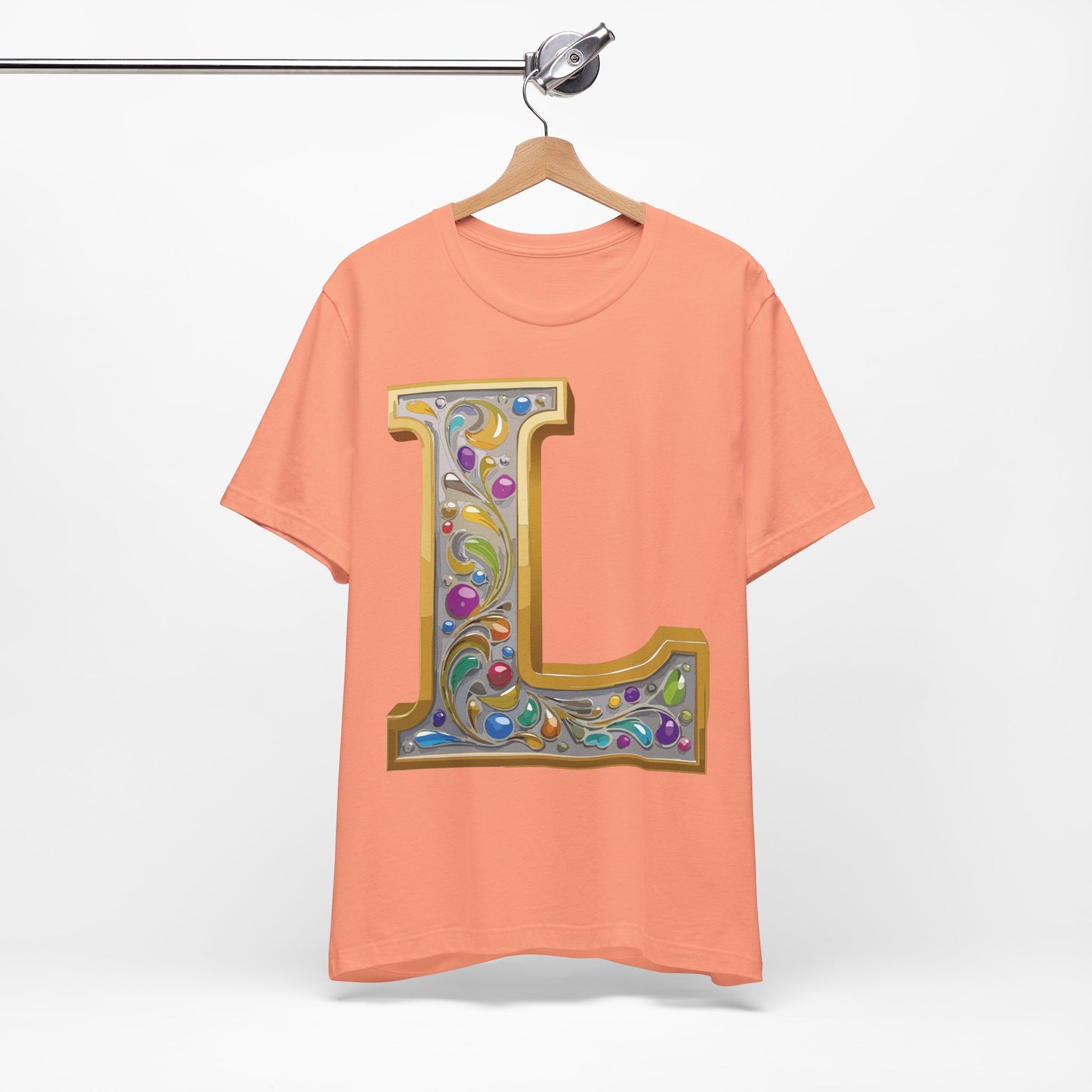 Letter Shirt, Shirt with Letters, Tee Shirt with Gold Letter, Shirt with Antique Letters