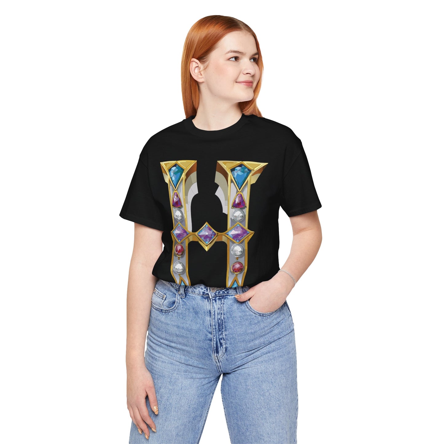 Letter Shirt, Shirt with Letters, Tee Shirt with Gold Letter, Shirt with Antique Letters