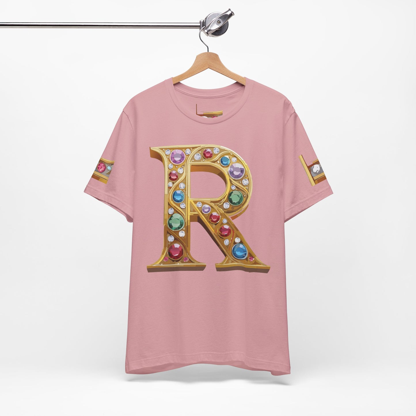 Letter Shirt, Shirt with Letters, Tee Shirt with Gold Letter, Shirt with Antique Letters