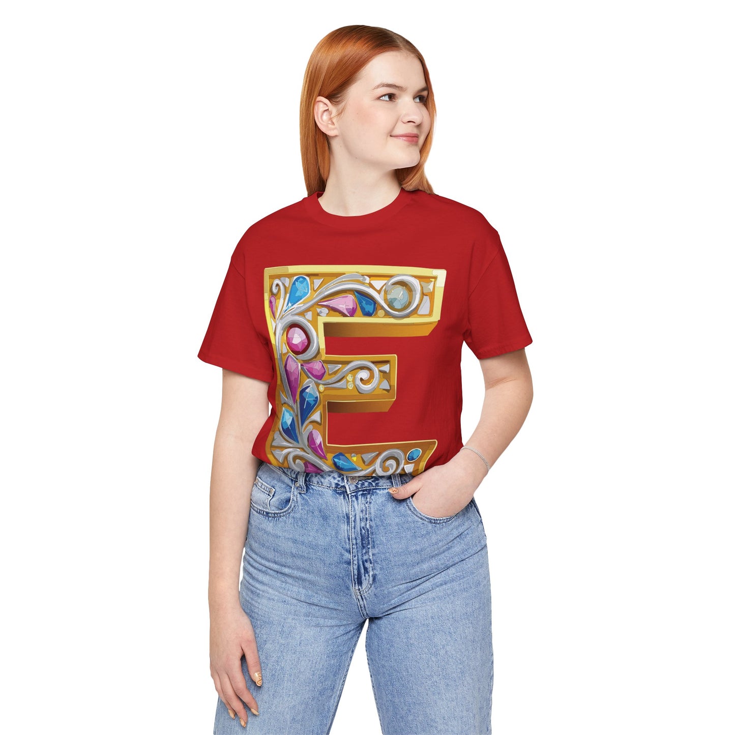Letter Shirt, Shirt with Letters, Tee Shirt with Gold Letter, Shirt with Antique Letters