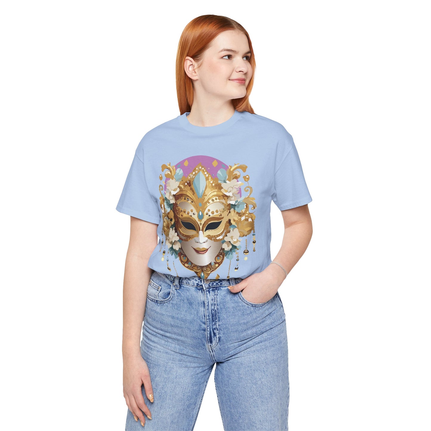 Mask Shirt, Shirt with Mask, Tee Shirt with Gold Face