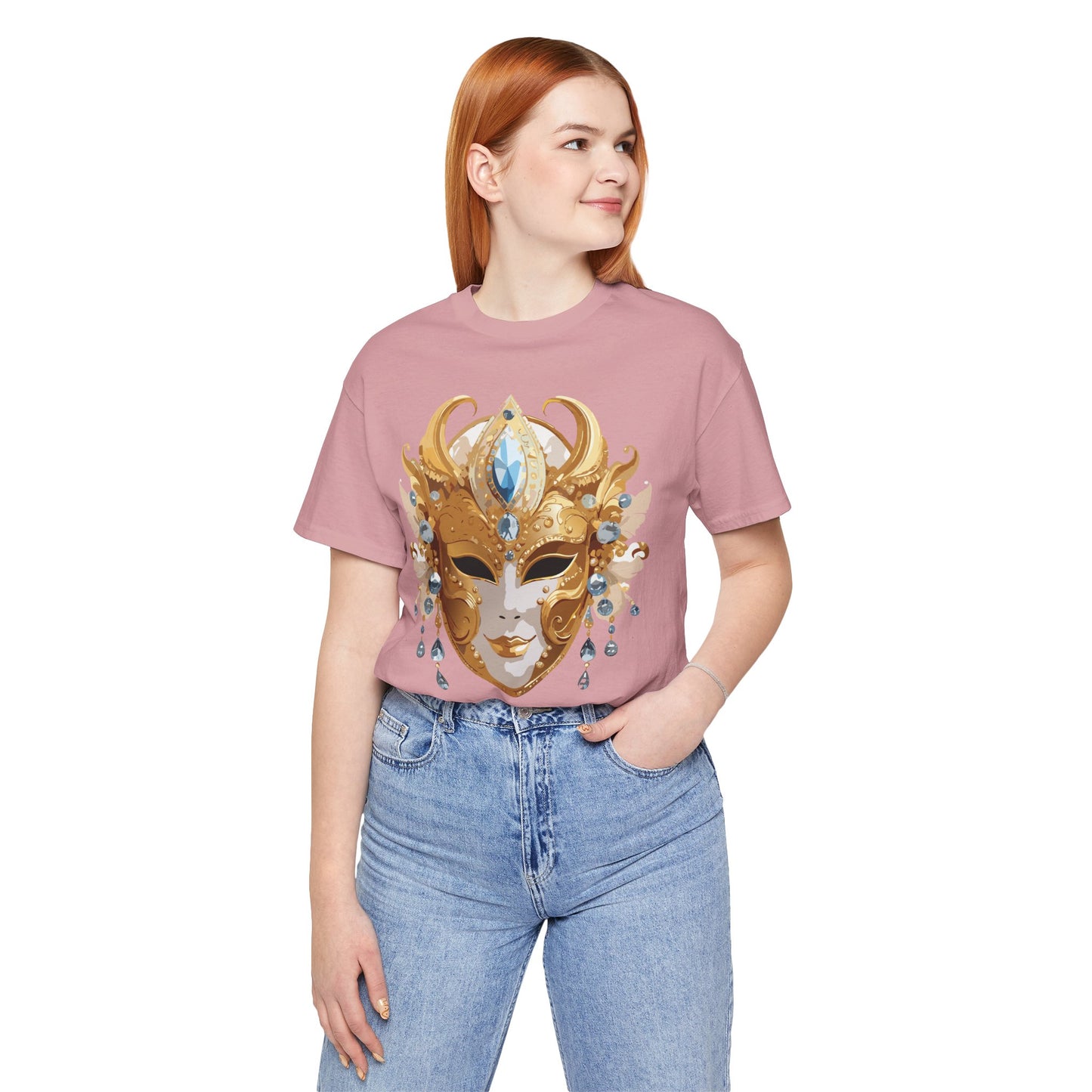 Mask Shirt, Shirt with Mask, Tee Shirt with Gold Face