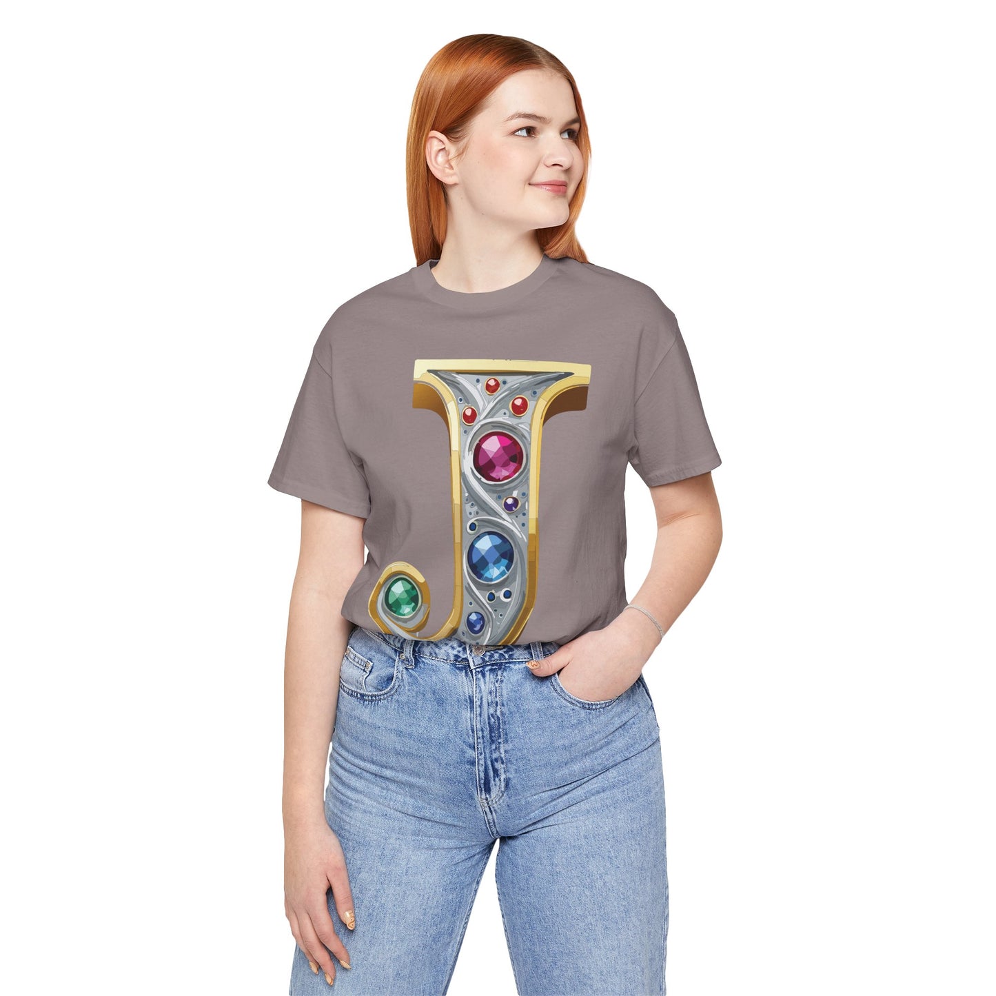 Letter Shirt, Shirt with Letters, Tee Shirt with Gold Letter, Shirt with Antique Letters