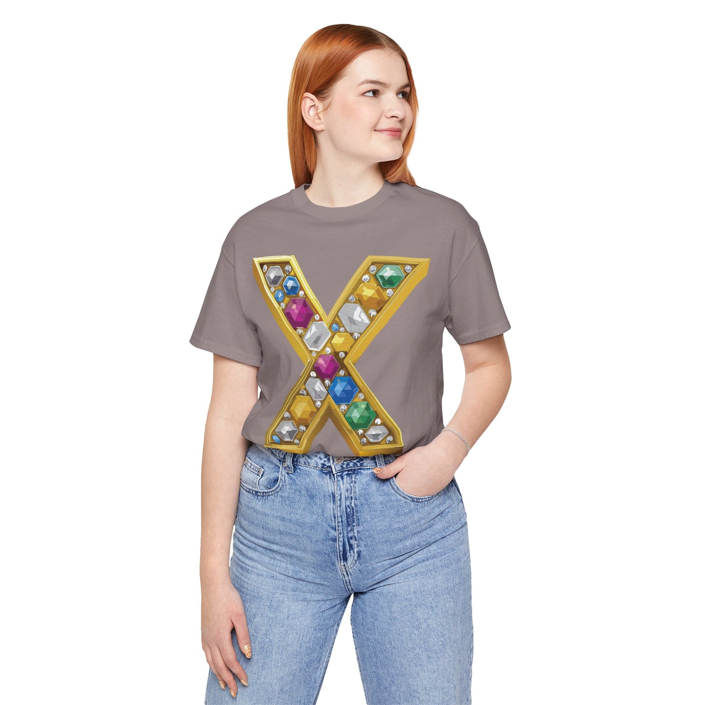 Letter Shirt, Shirt with Letters, Tee Shirt with Gold Letter, Shirt with Antique Letters