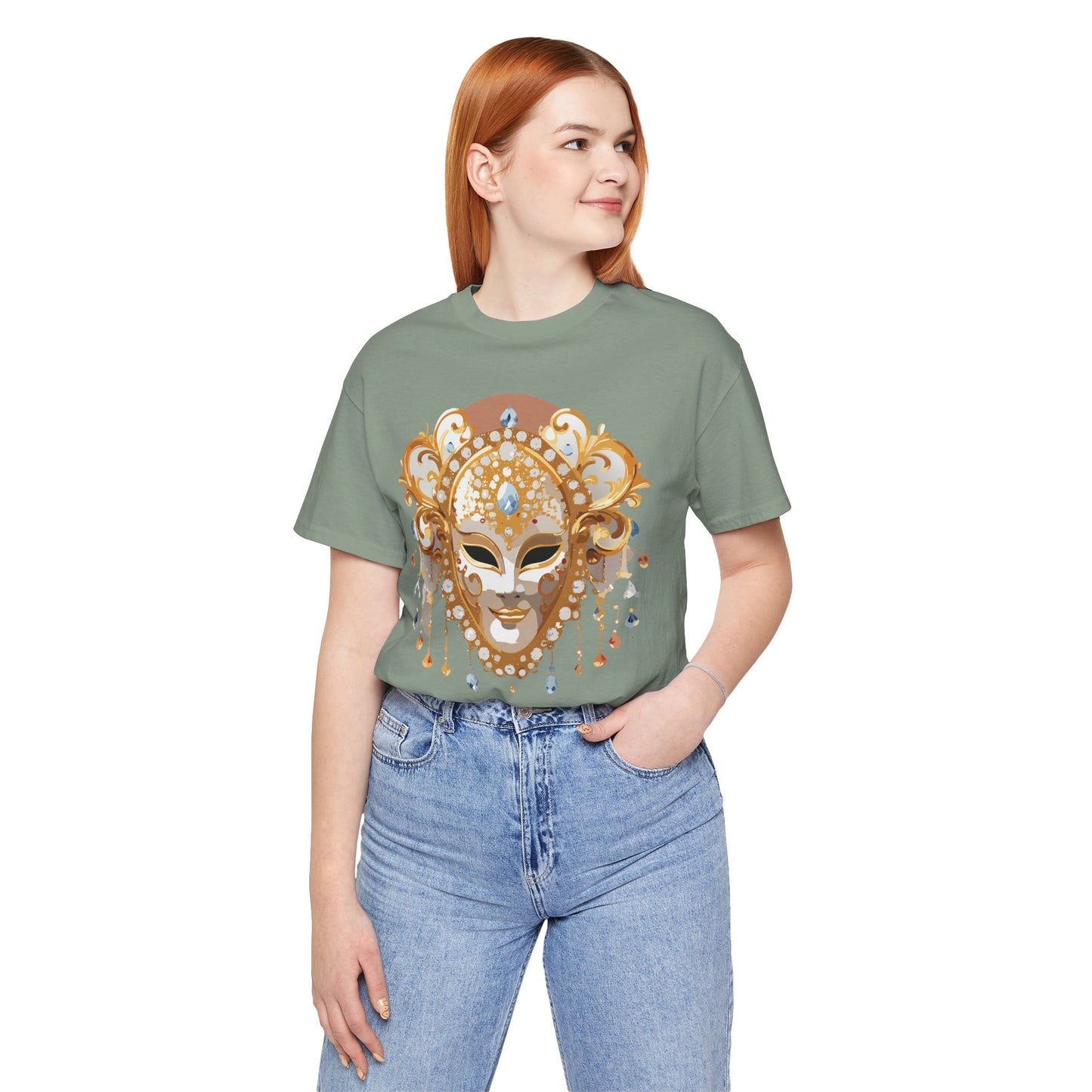 Mask Shirt, Shirt with Mask, Tee Shirt with Gold Face