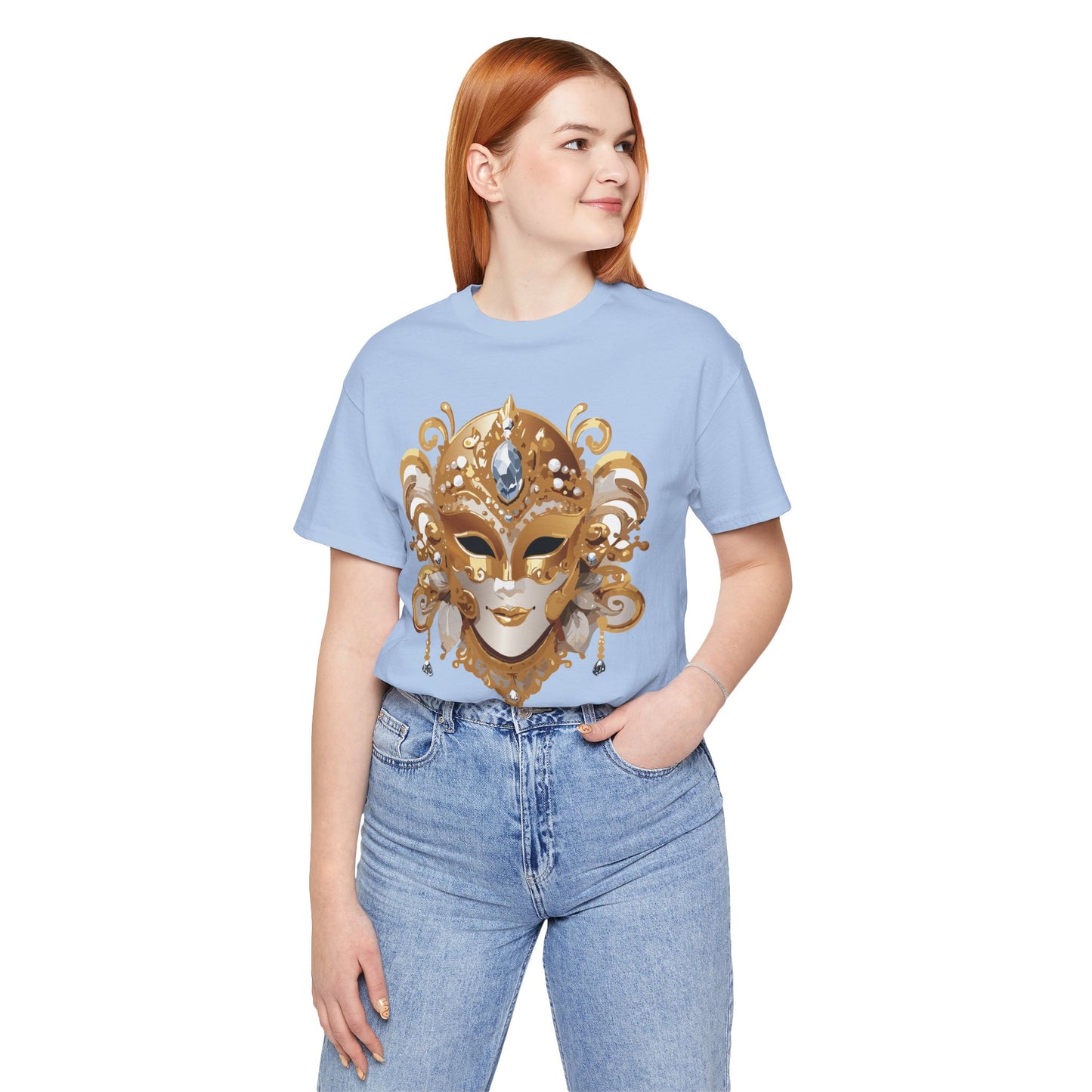 Mask Shirt, Shirt with Mask, Tee Shirt with Gold Face