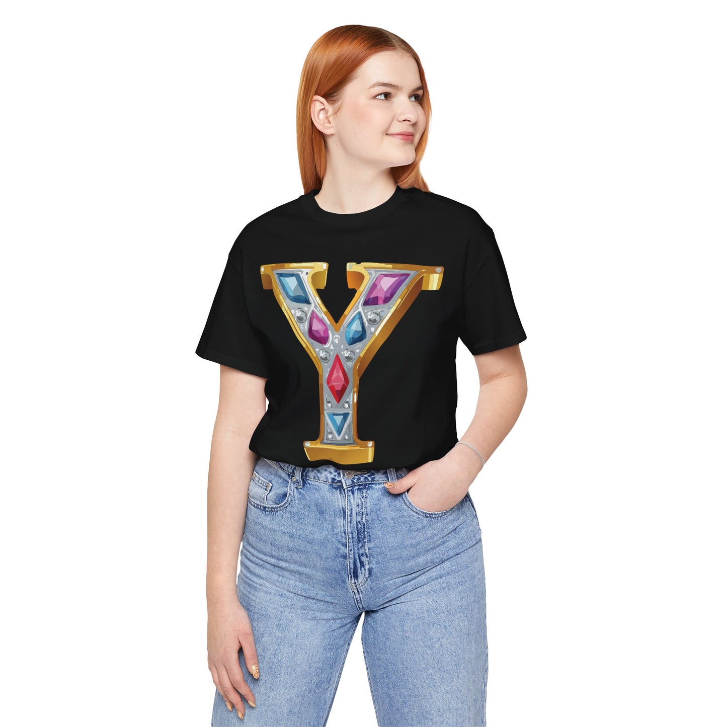 Letter Shirt, Shirt with Letters, Tee Shirt with Gold Letter, Shirt with Antique Letters