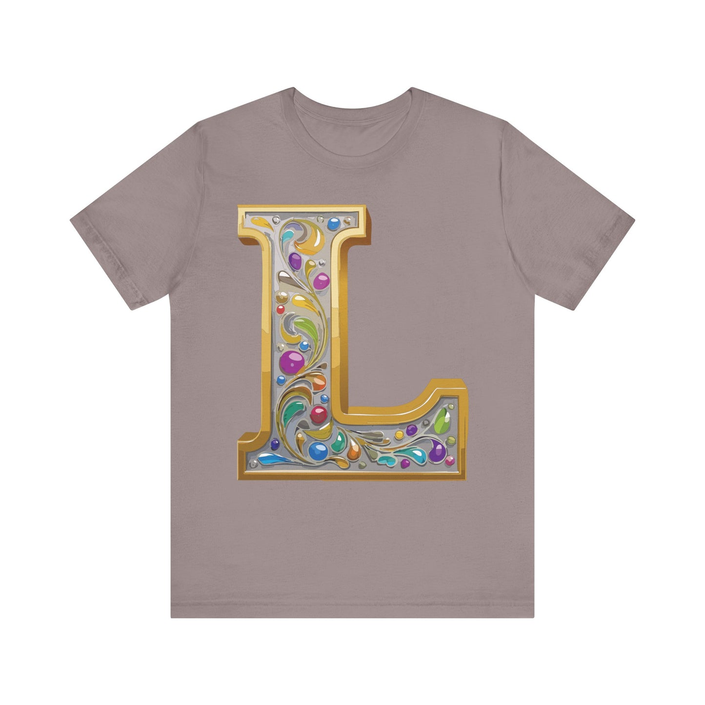 Letter Shirt, Shirt with Letters, Tee Shirt with Gold Letter, Shirt with Antique Letters