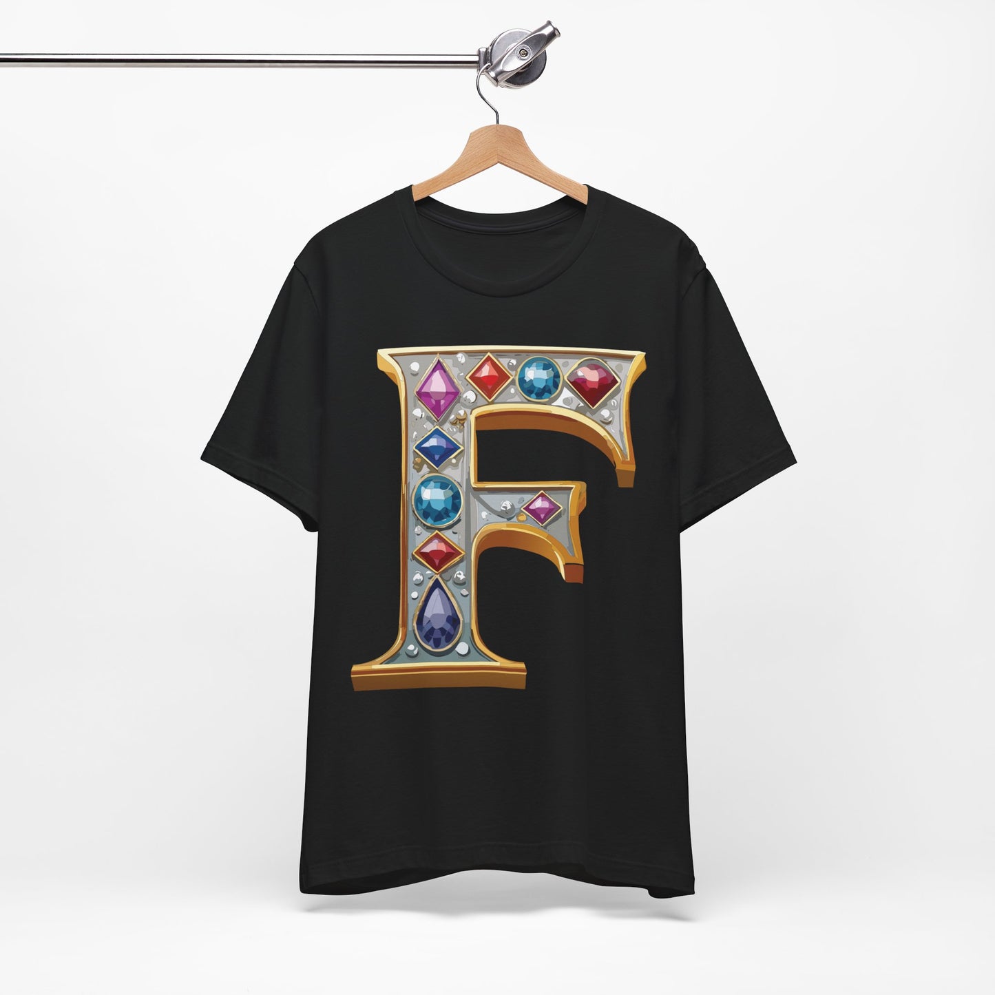 Letter Shirt, Shirt with Letters, Tee Shirt with Gold Letter, Shirt with Antique Letters