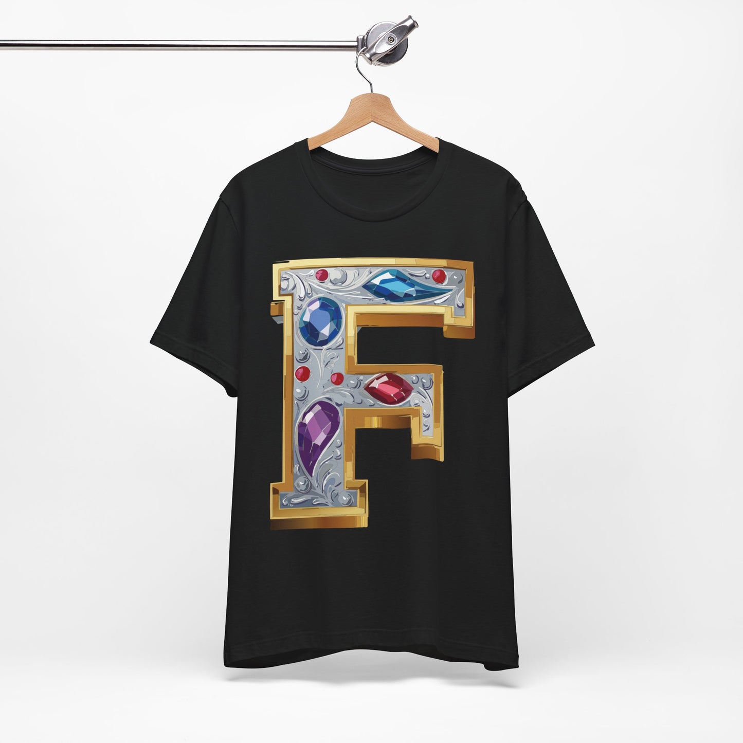 Letter Shirt, Shirt with Letters, Tee Shirt with Gold Letter, Shirt with Antique Letters