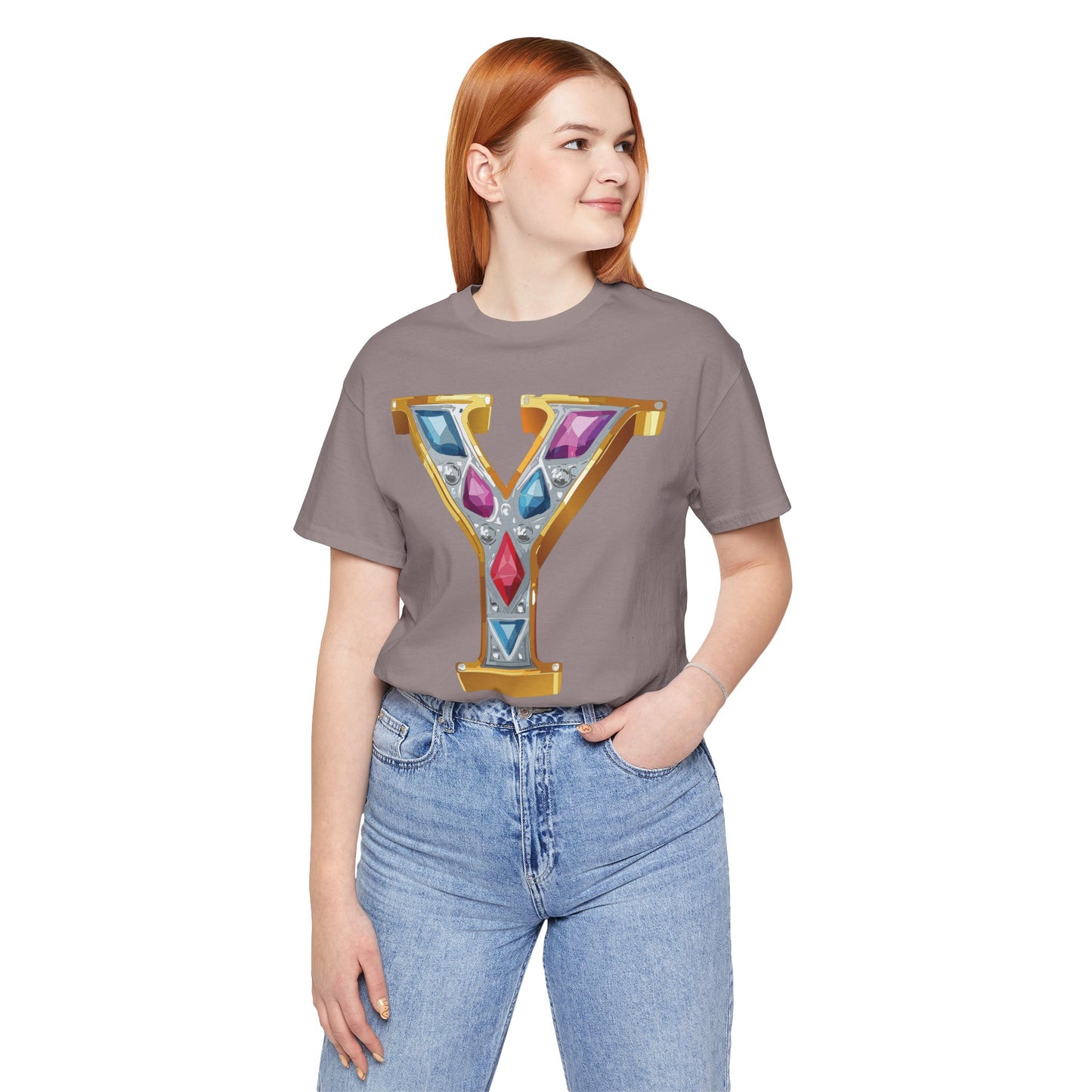 Letter Shirt, Shirt with Letters, Tee Shirt with Gold Letter, Shirt with Antique Letters
