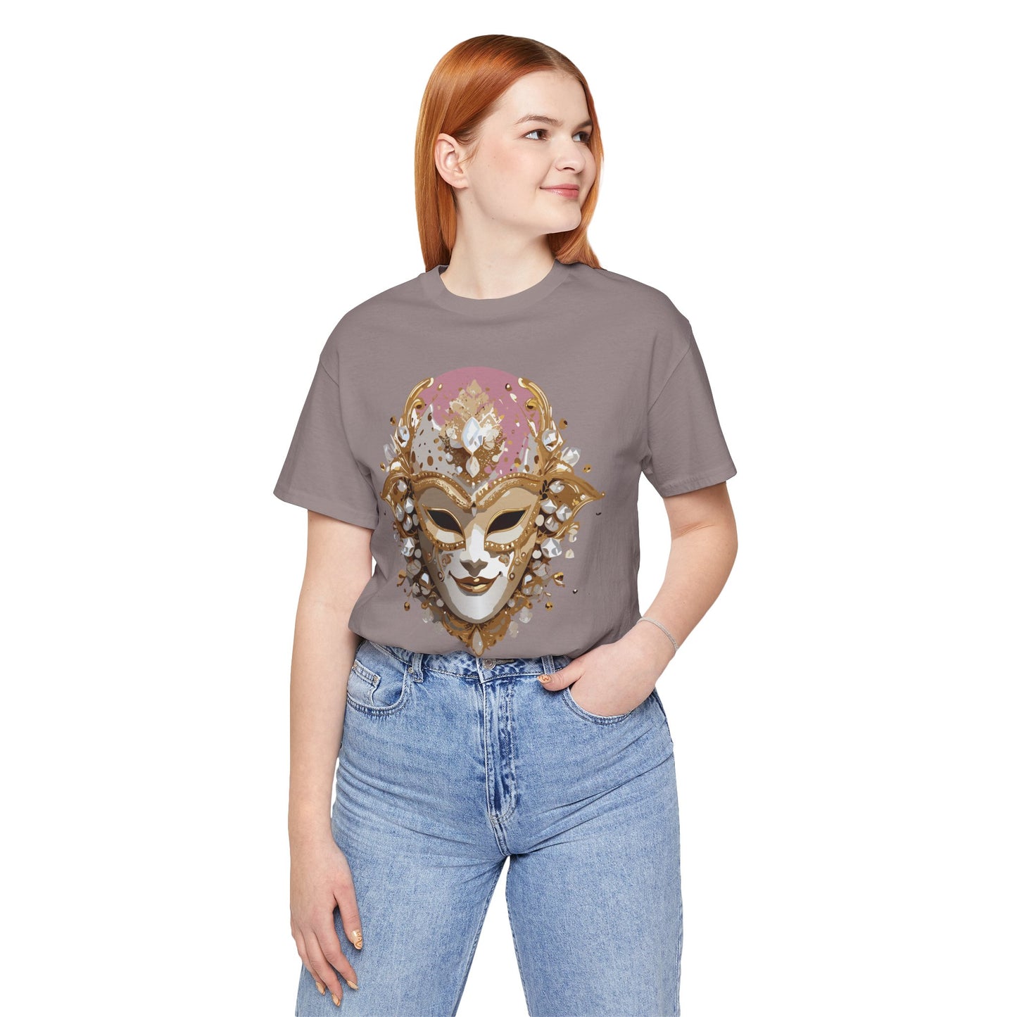 Mask Shirt, Shirt with Mask, Tee Shirt with Gold Face