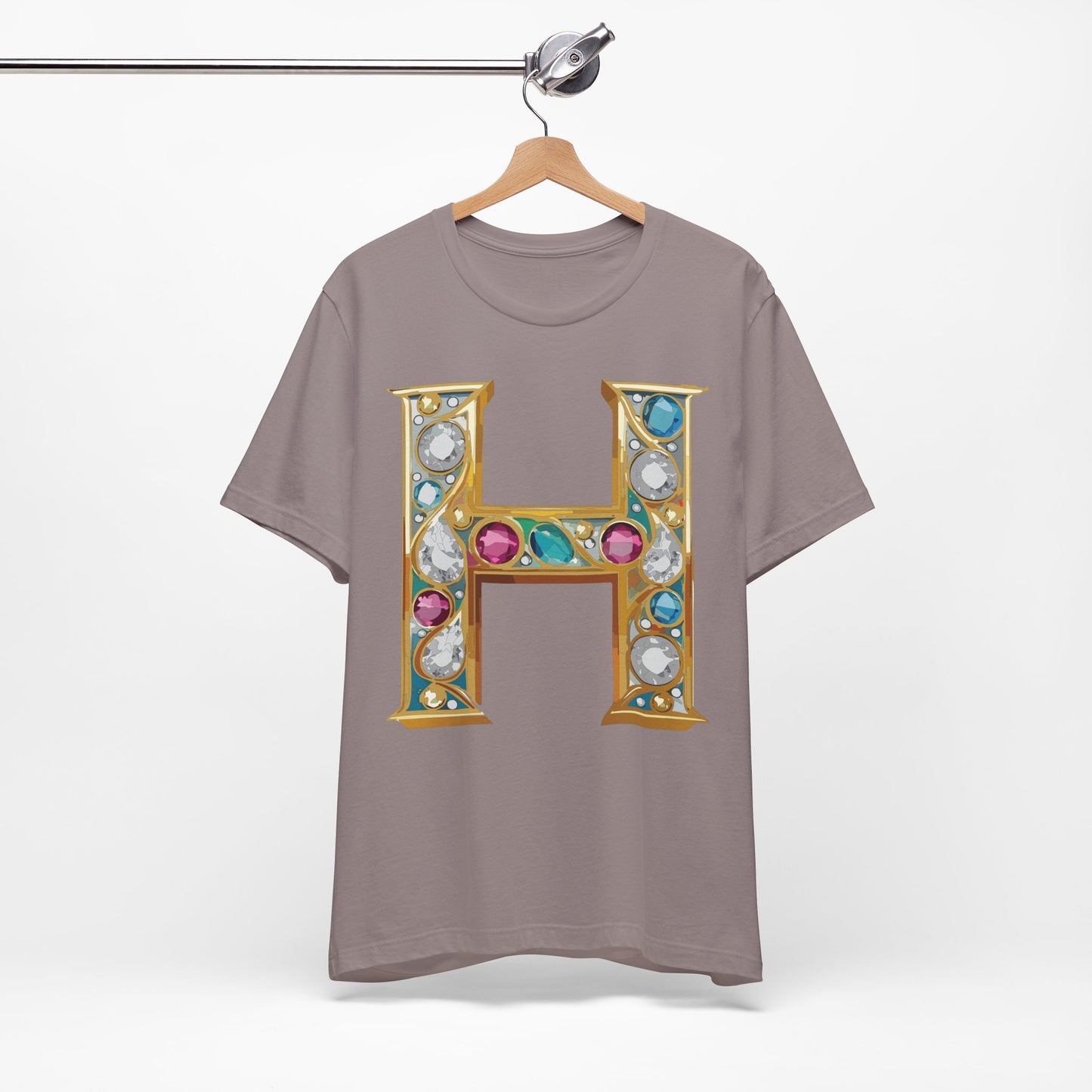 Letter Shirt, Shirt with Letters, Tee Shirt with Gold Letter, Shirt with Antique Letters