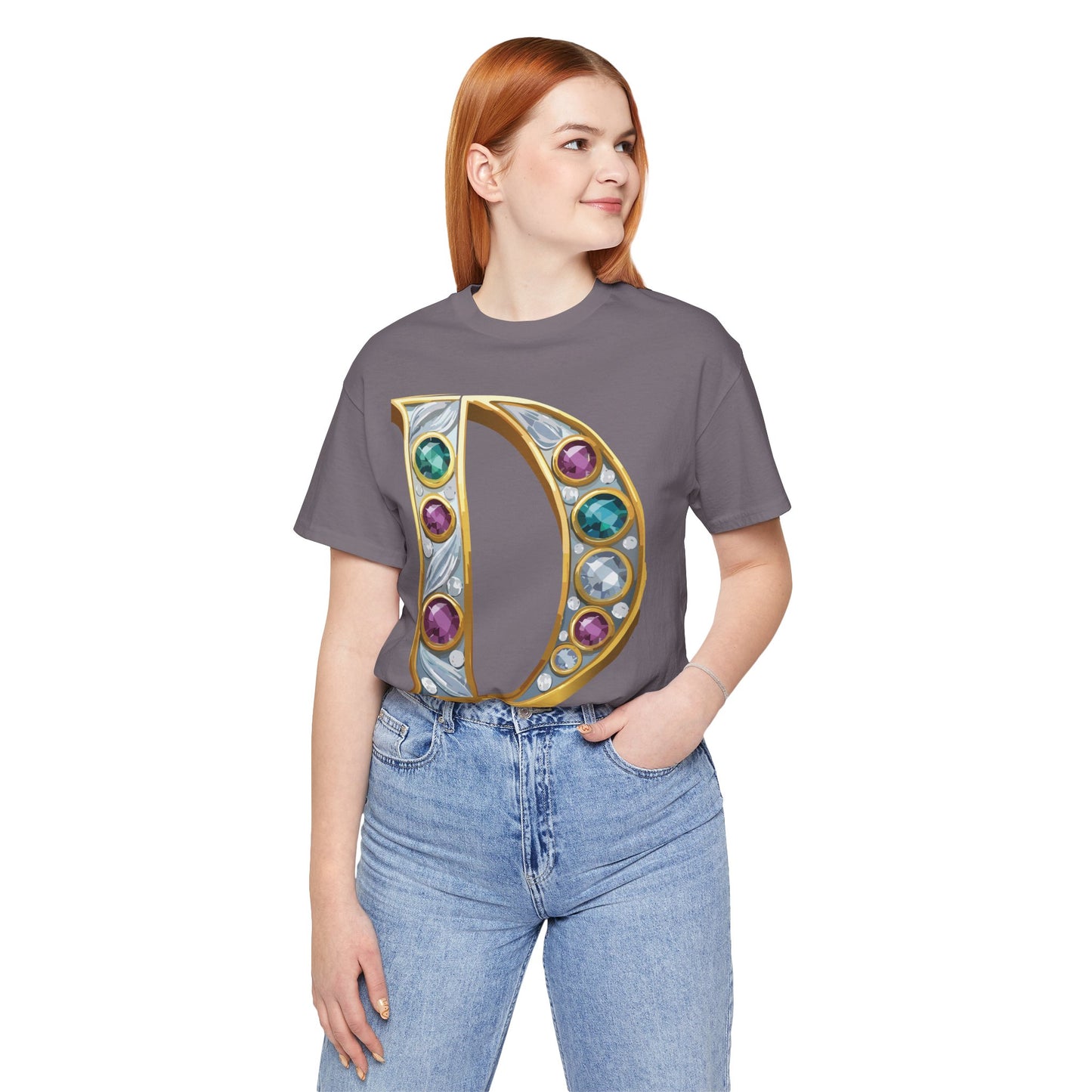 Letter Shirt, Shirt with Letters, Tee Shirt with Gold Letter, Shirt with Antique Letters