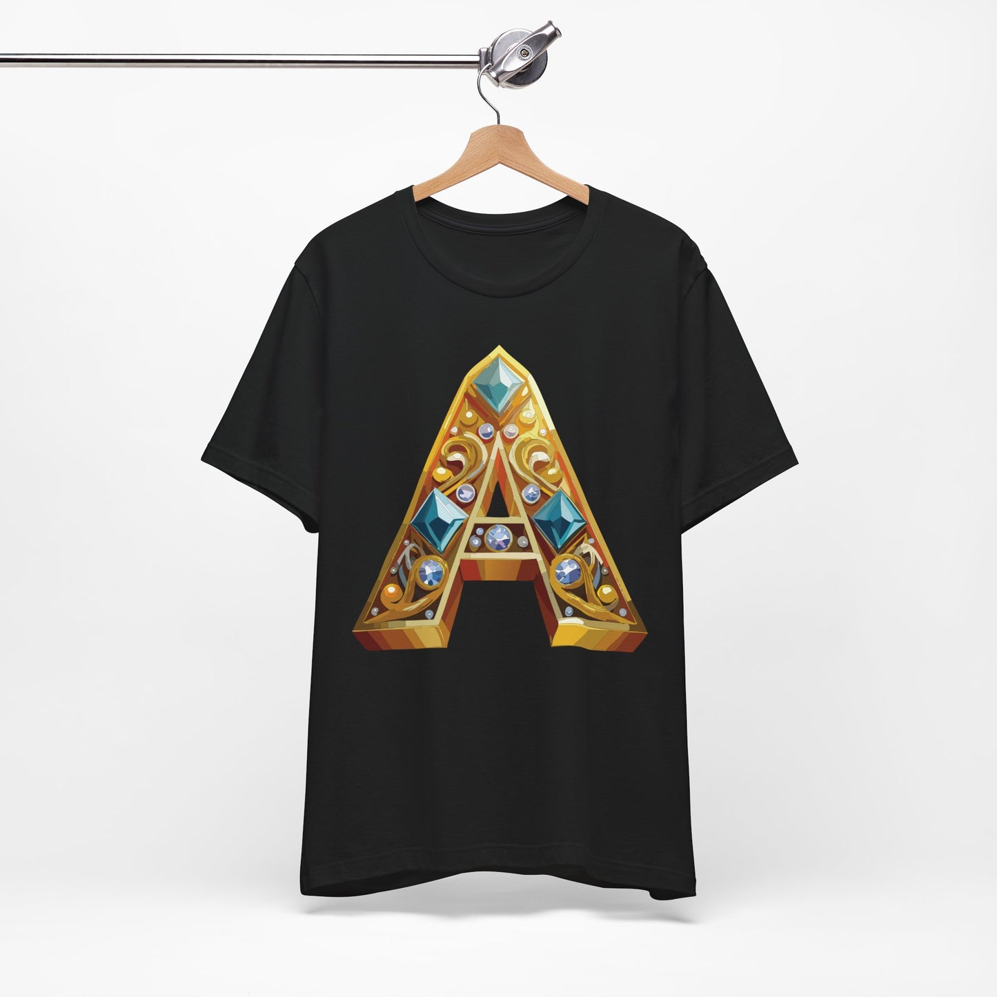 Letter Shirt, Shirt with Letters, Tee Shirt with Gold Letter, Shirt with Antique Letters