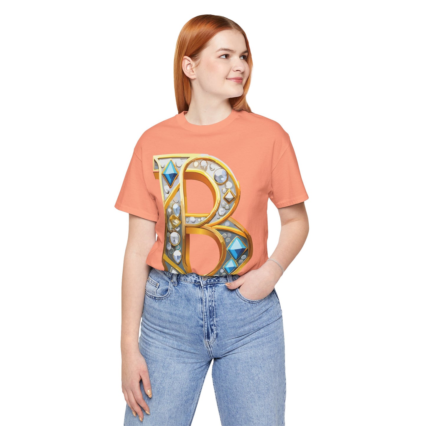 Letter Shirt, Shirt with Letters, Tee Shirt with Gold Letter, Shirt with Antique Letters