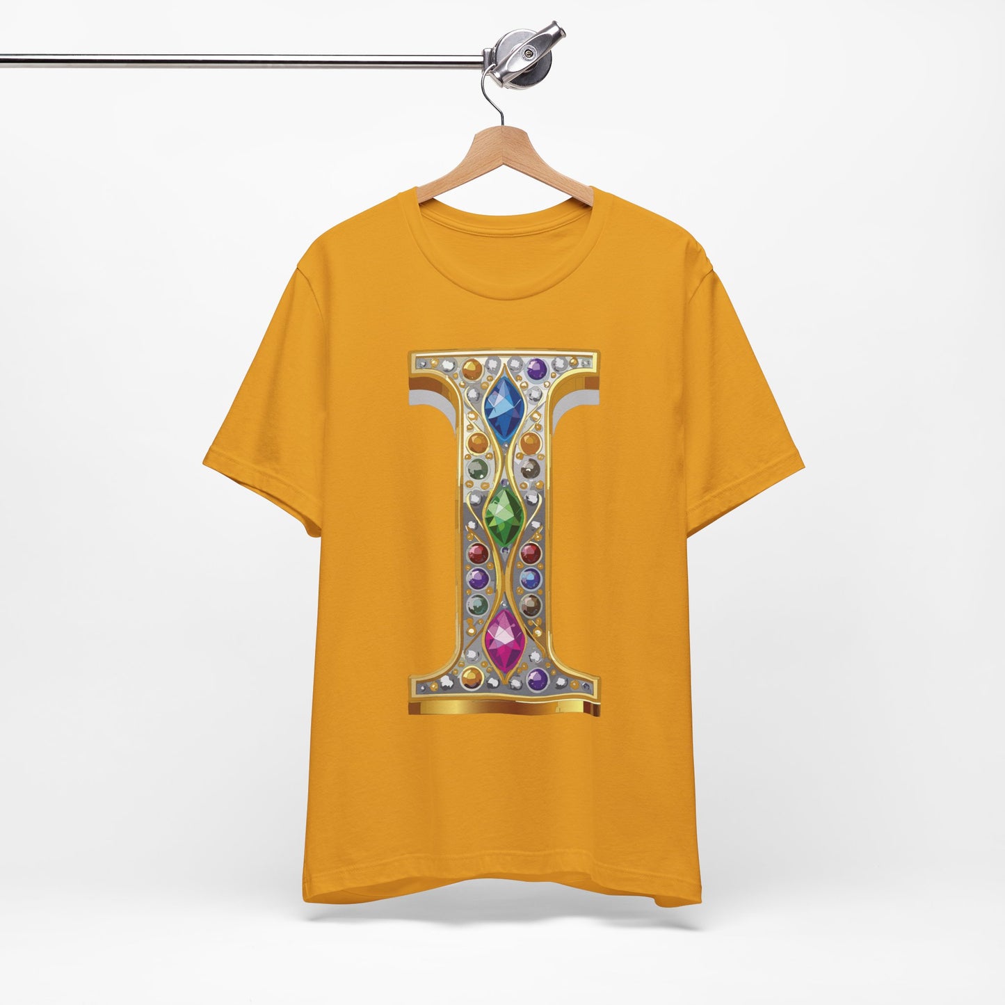 Letter Shirt, Shirt with Letters, Tee Shirt with Gold Letter, Shirt with Antique Letters