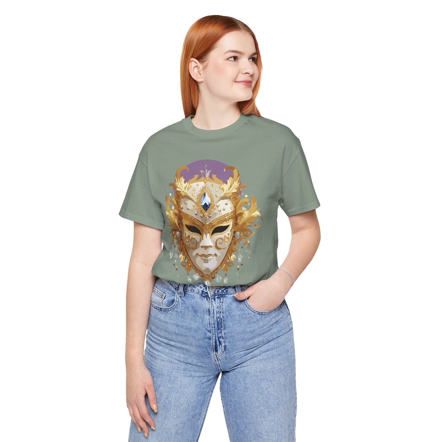 Mask Shirt, Shirt with Mask, Tee Shirt with Gold Face