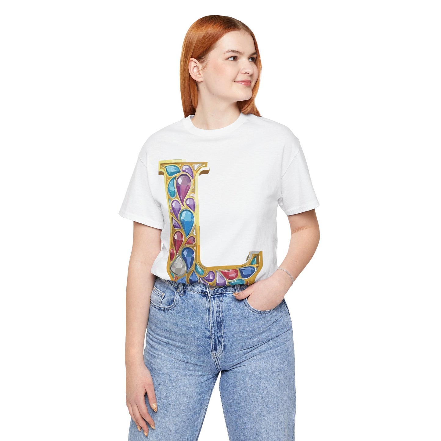 Letter Shirt, Shirt with Letters, Tee Shirt with Gold Letter, Shirt with Antique Letters