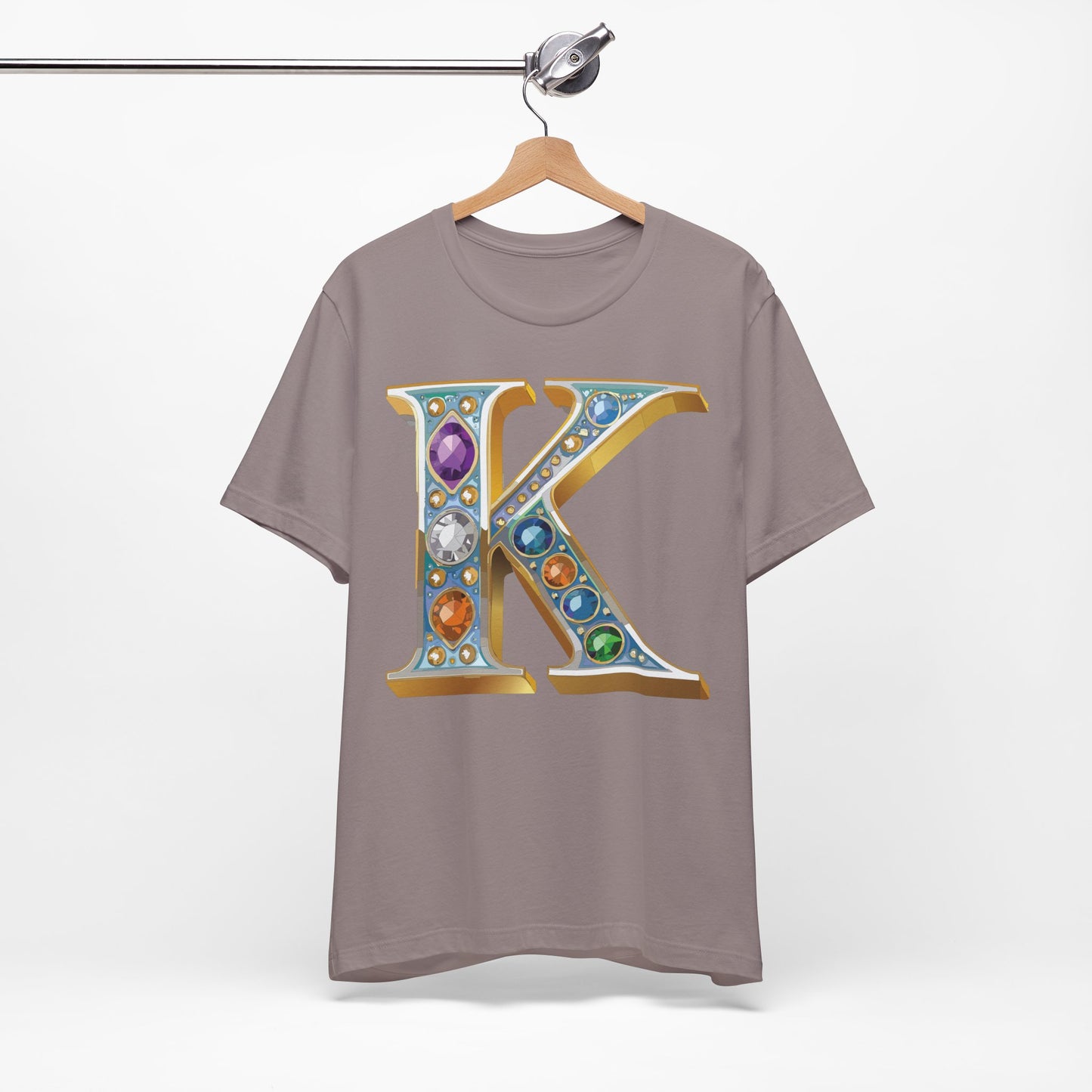 Letter Shirt, Shirt with Letters, Tee Shirt with Gold Letter, Shirt with Antique Letters