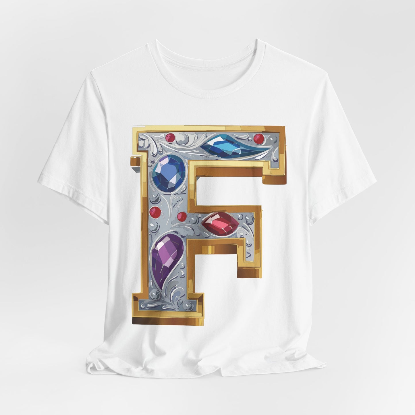 Letter Shirt, Shirt with Letters, Tee Shirt with Gold Letter, Shirt with Antique Letters